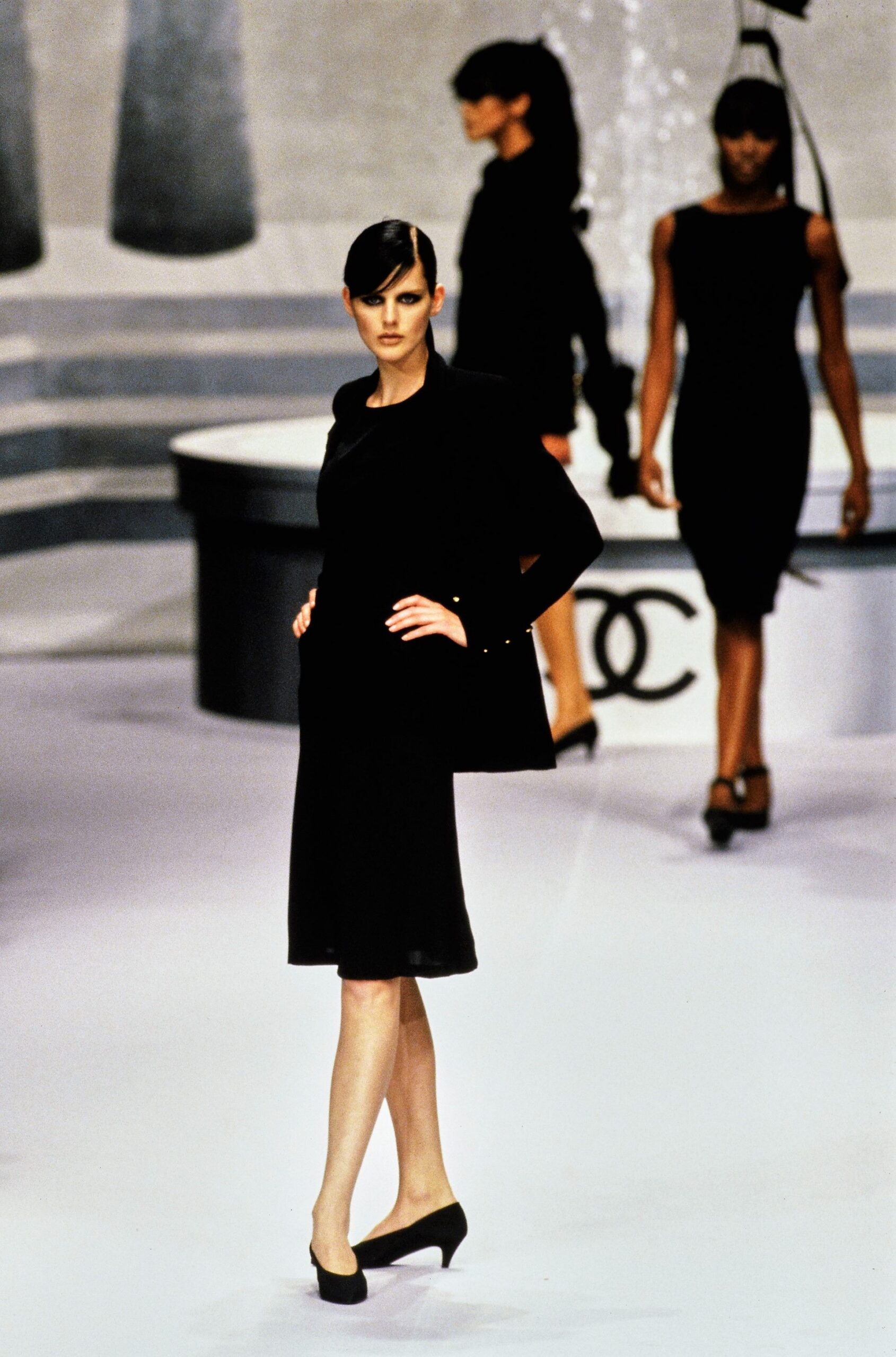 black fitted midi dress with blazer