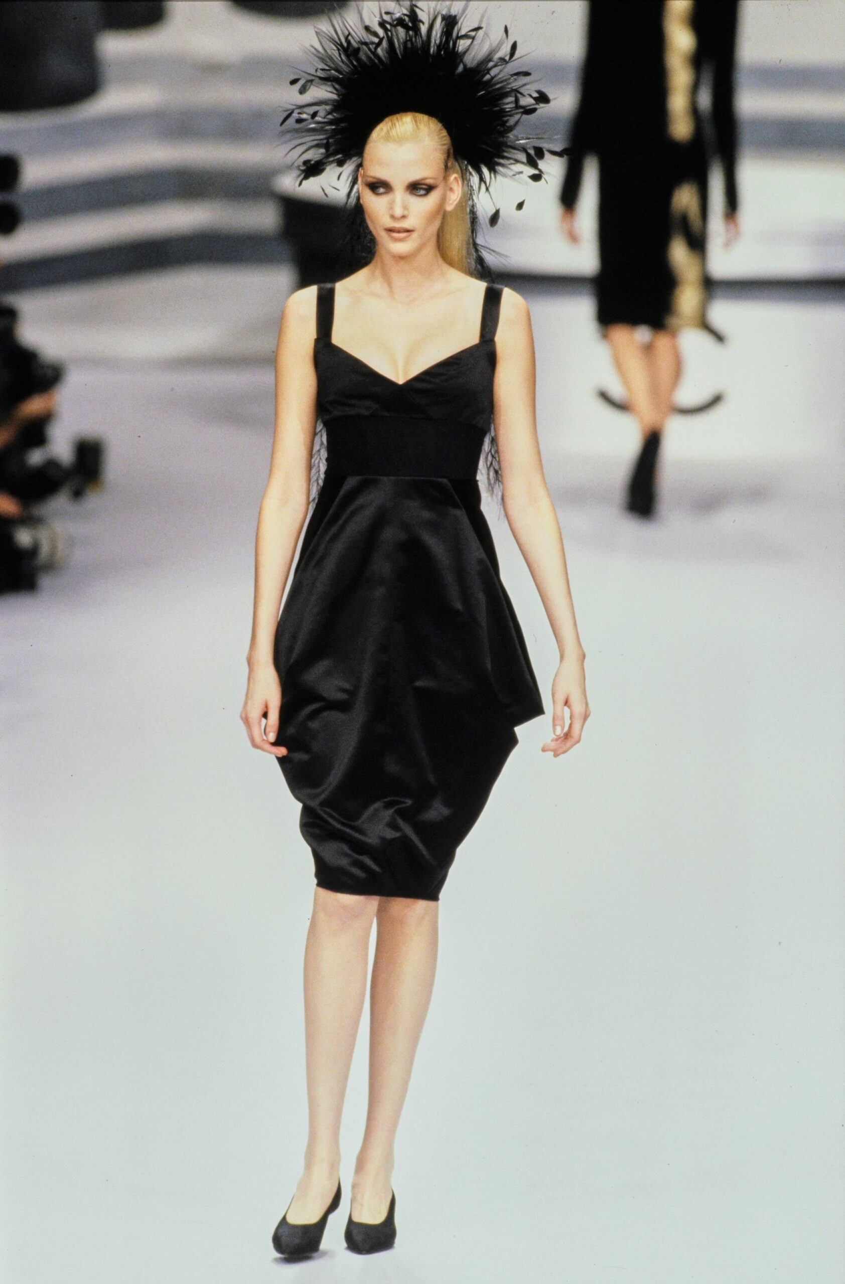 black silk fitted midi dress
