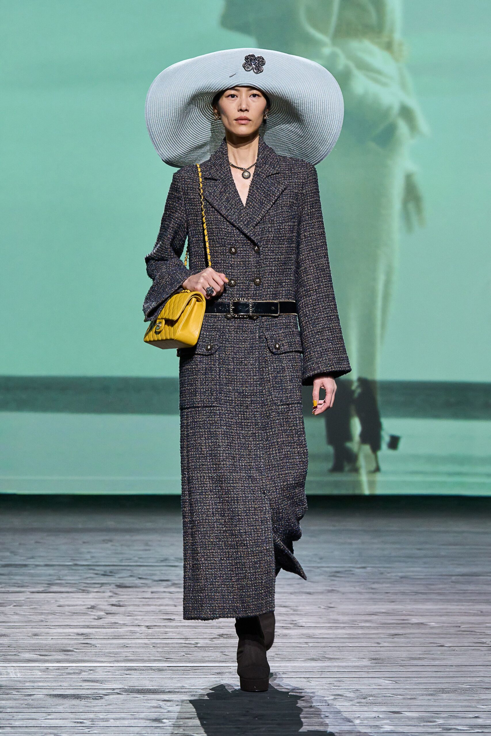 gray tweed relaxed coat