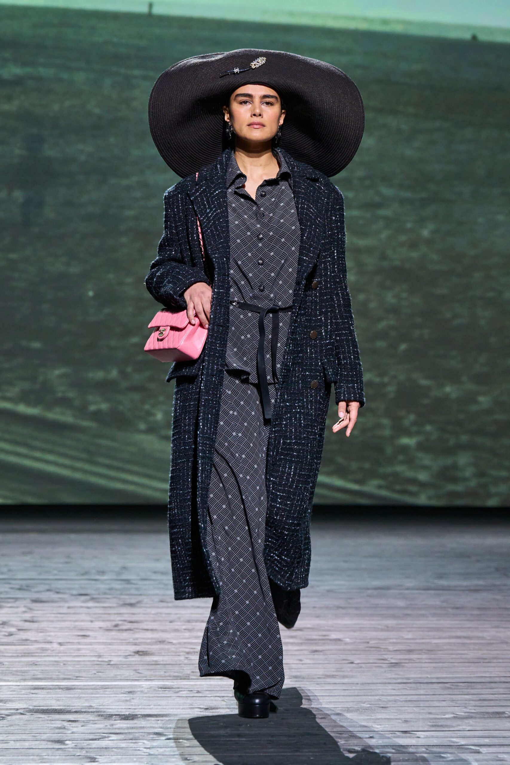 black wool coat with gray outfit