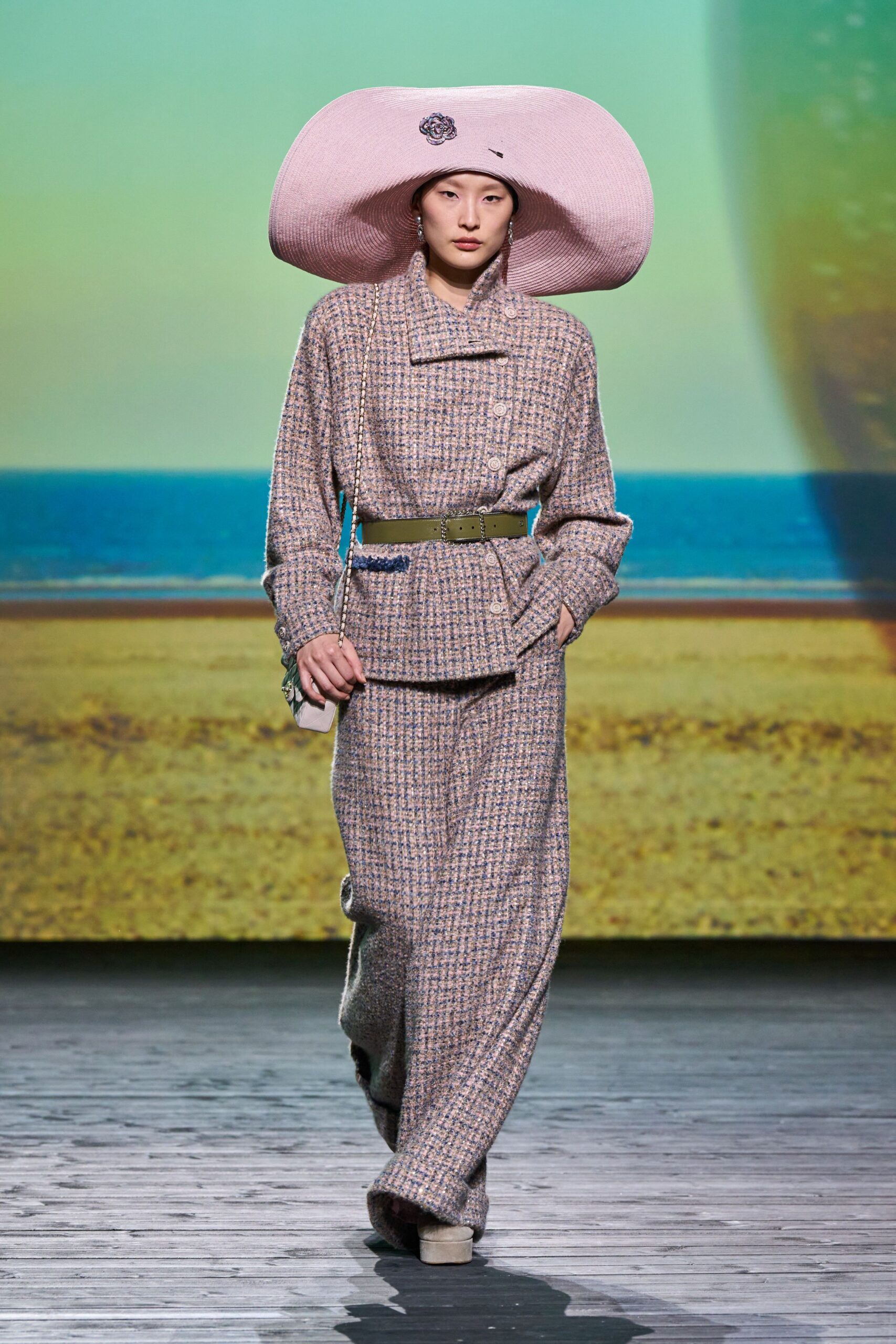 multi-colored tweed jacket and pants