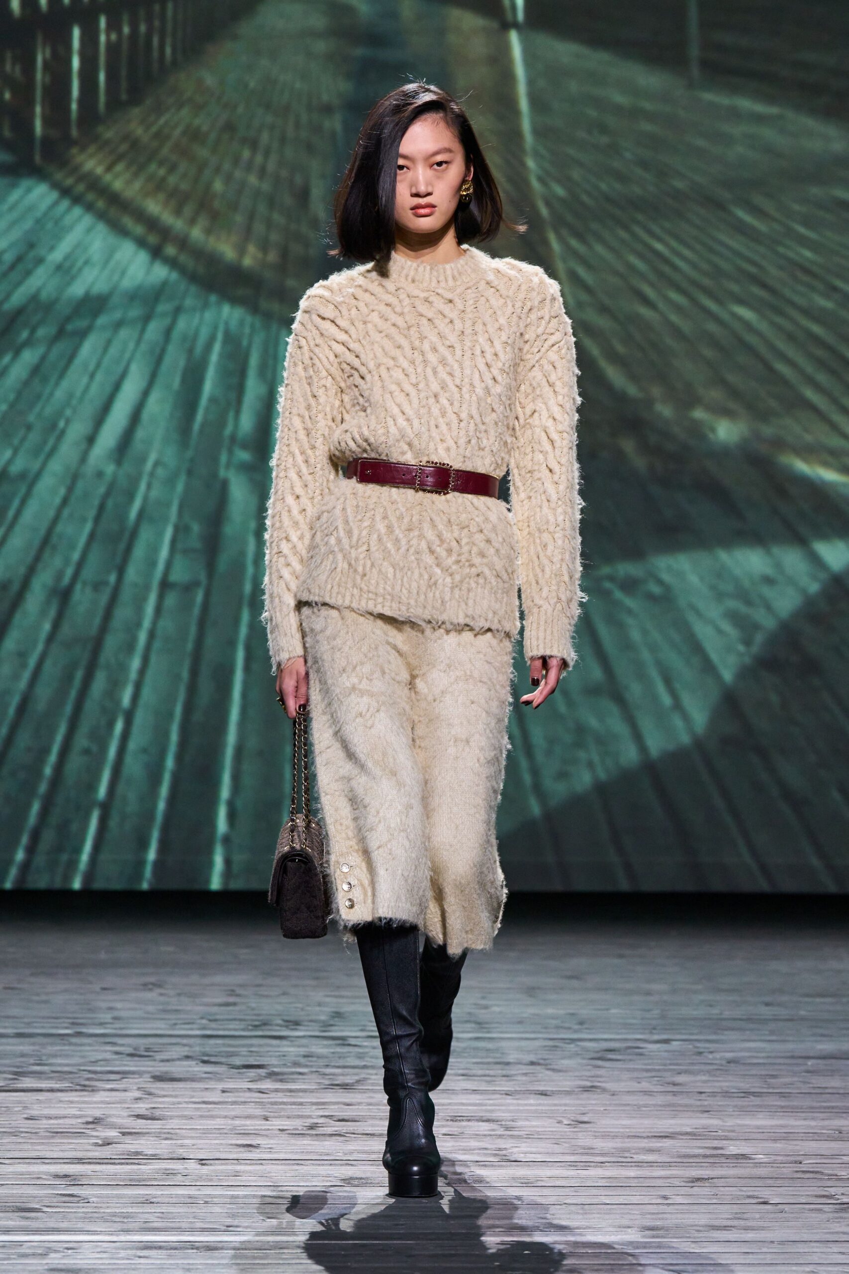 beige wool sweater and pants