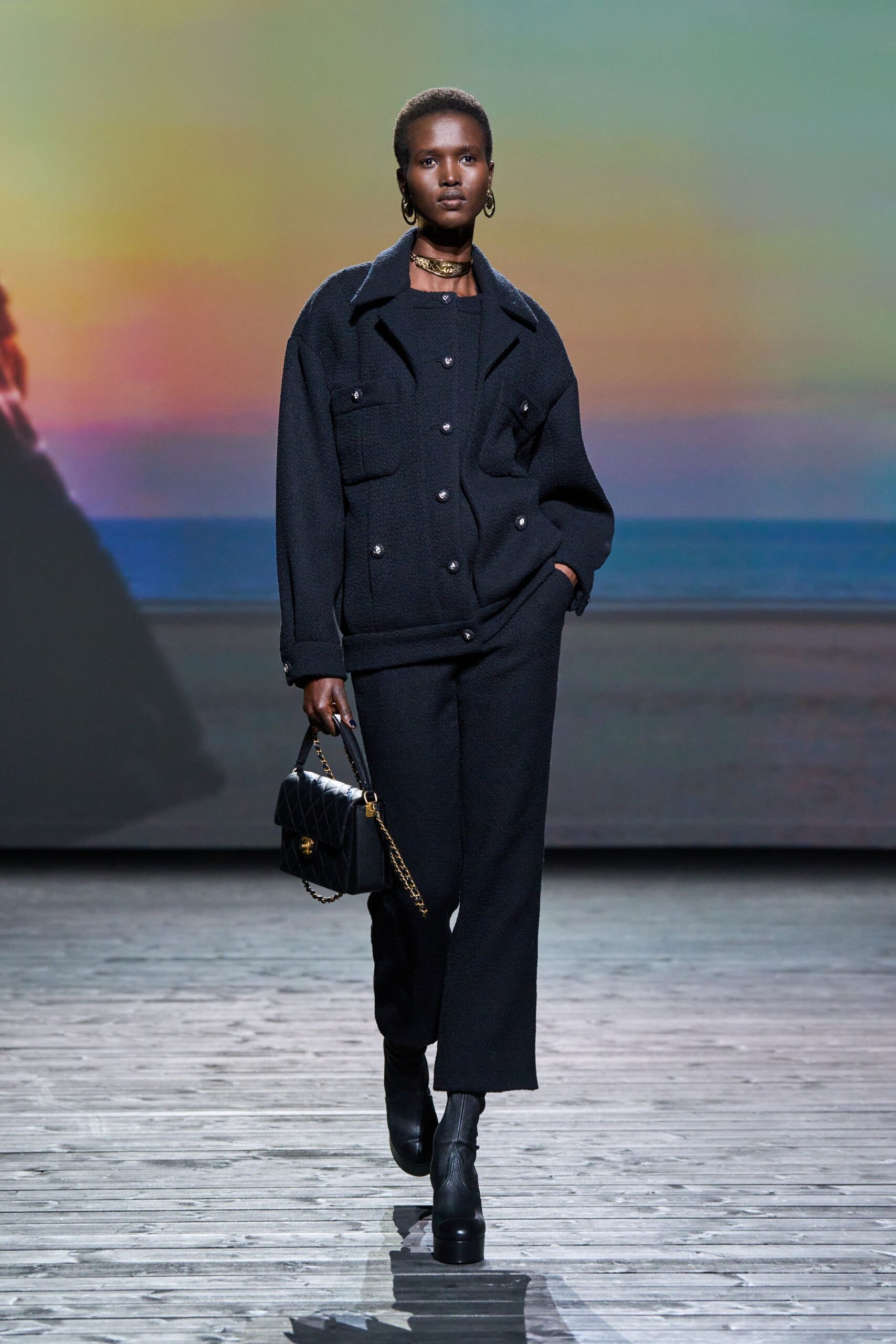 black wool relaxed jacket and pants