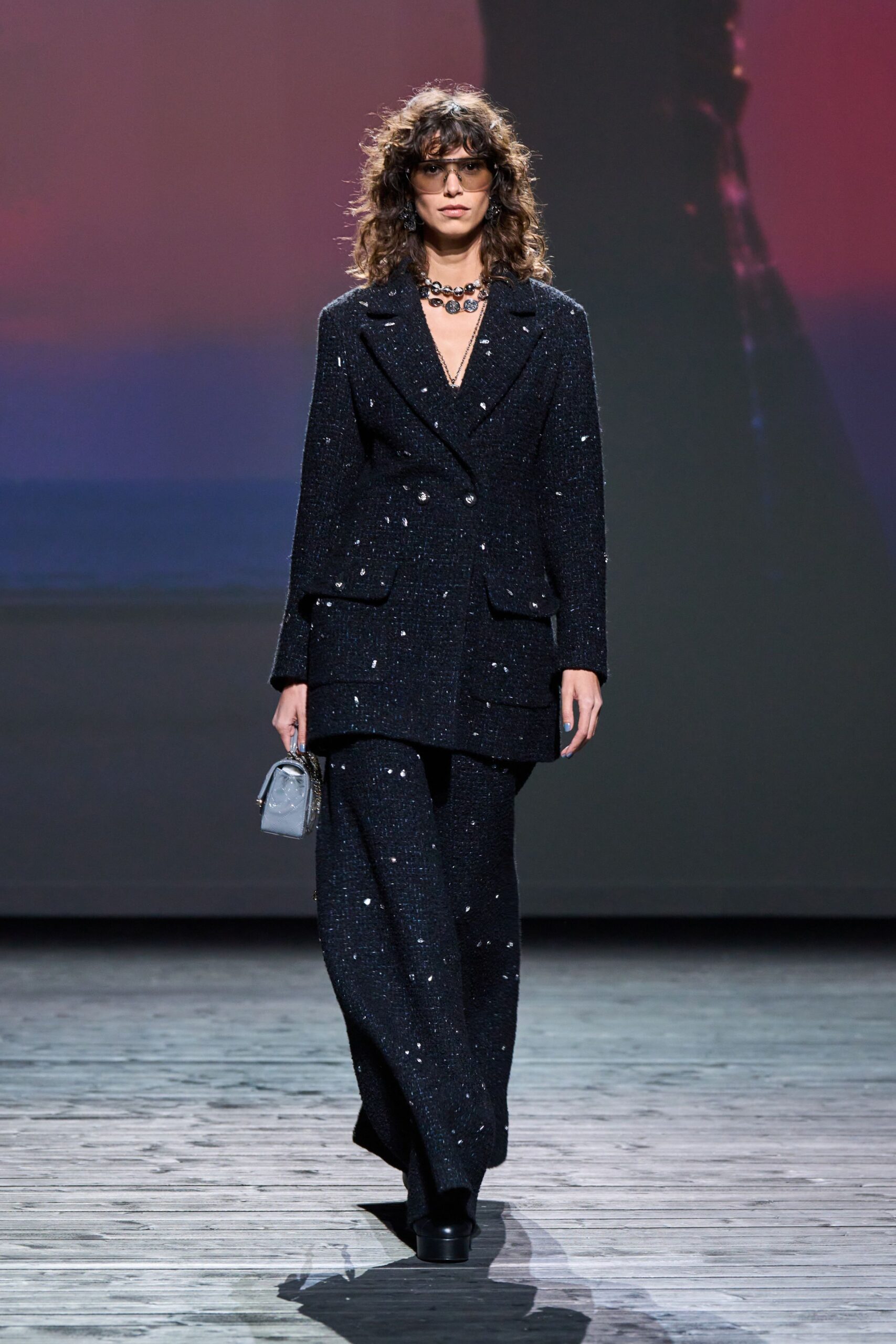 black tailored suit with accessories