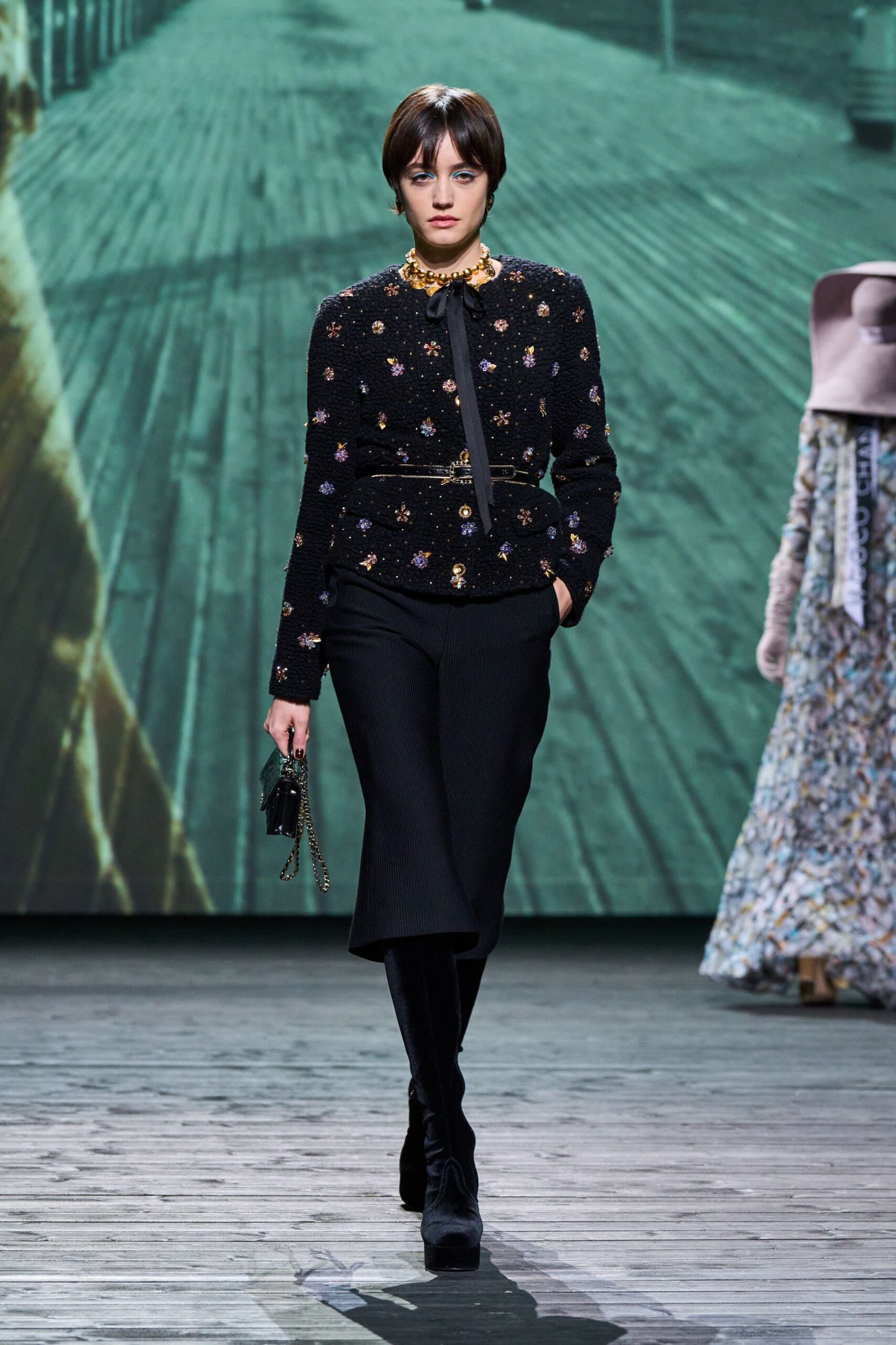 black fitted blazer and skirt