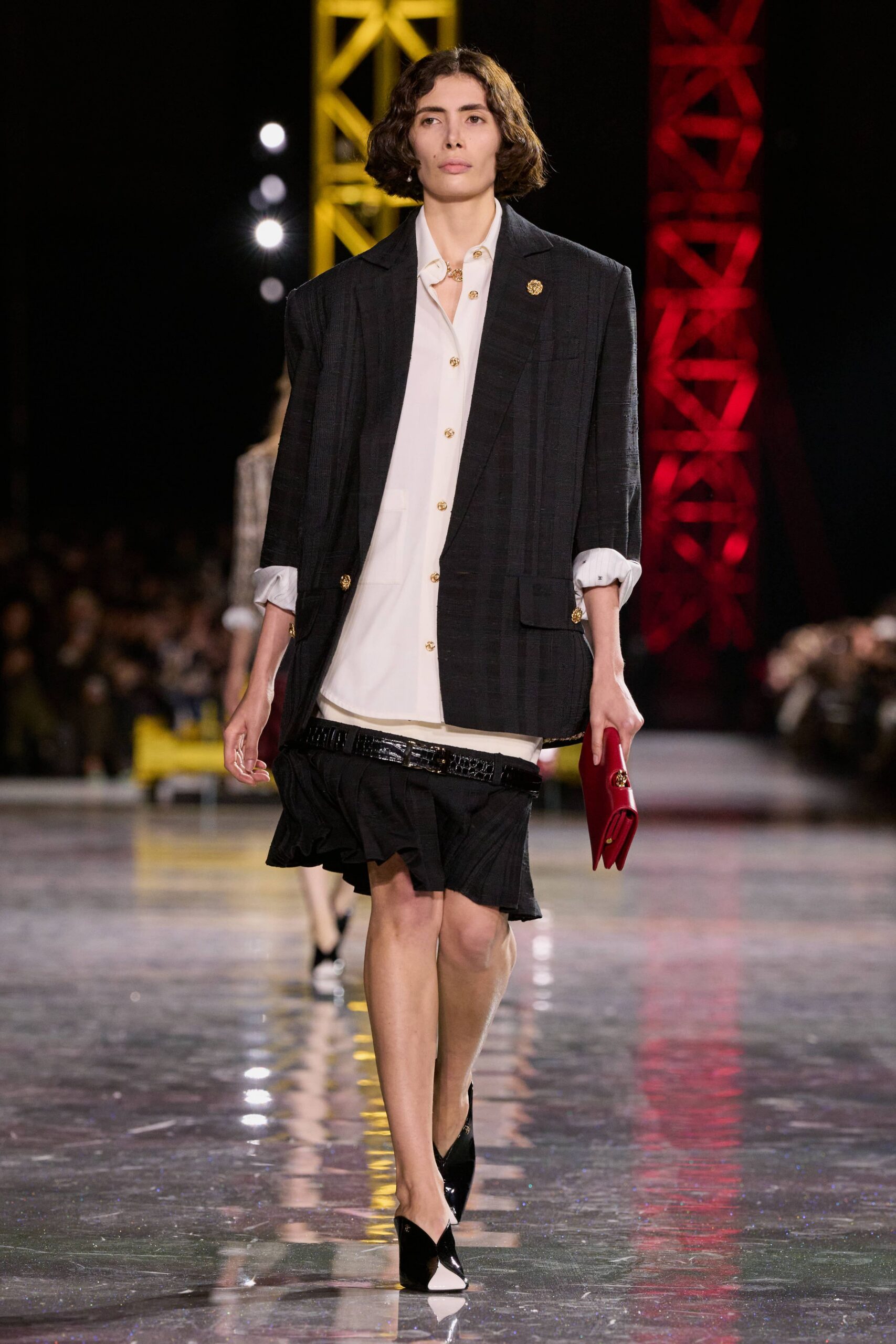 black blazer white shirt-dress