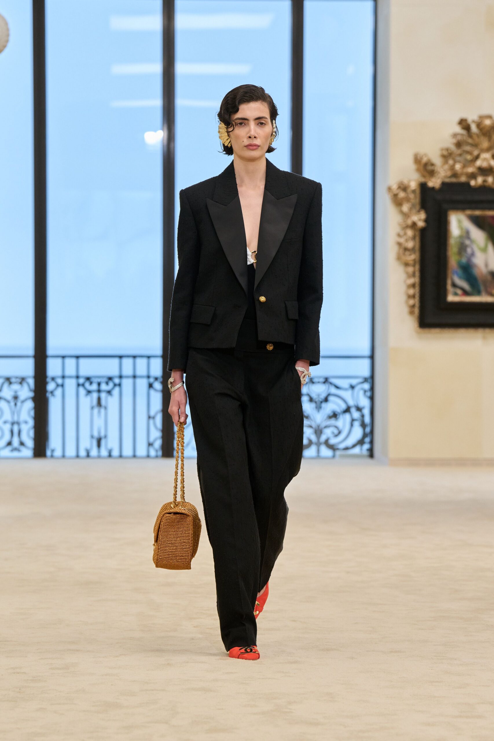 black tailored blazer and pants