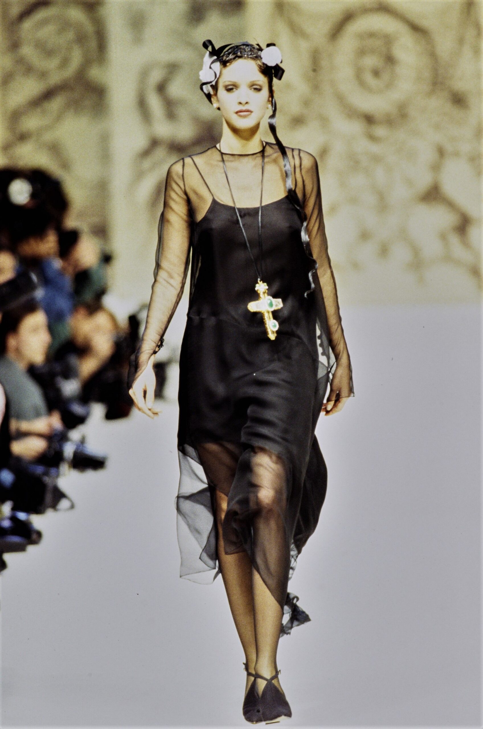black silk layered midi dress