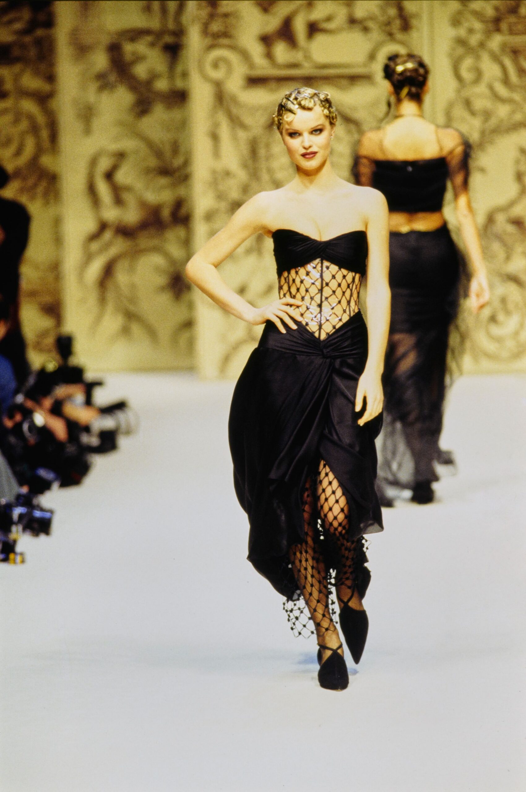 black strapless midi dress