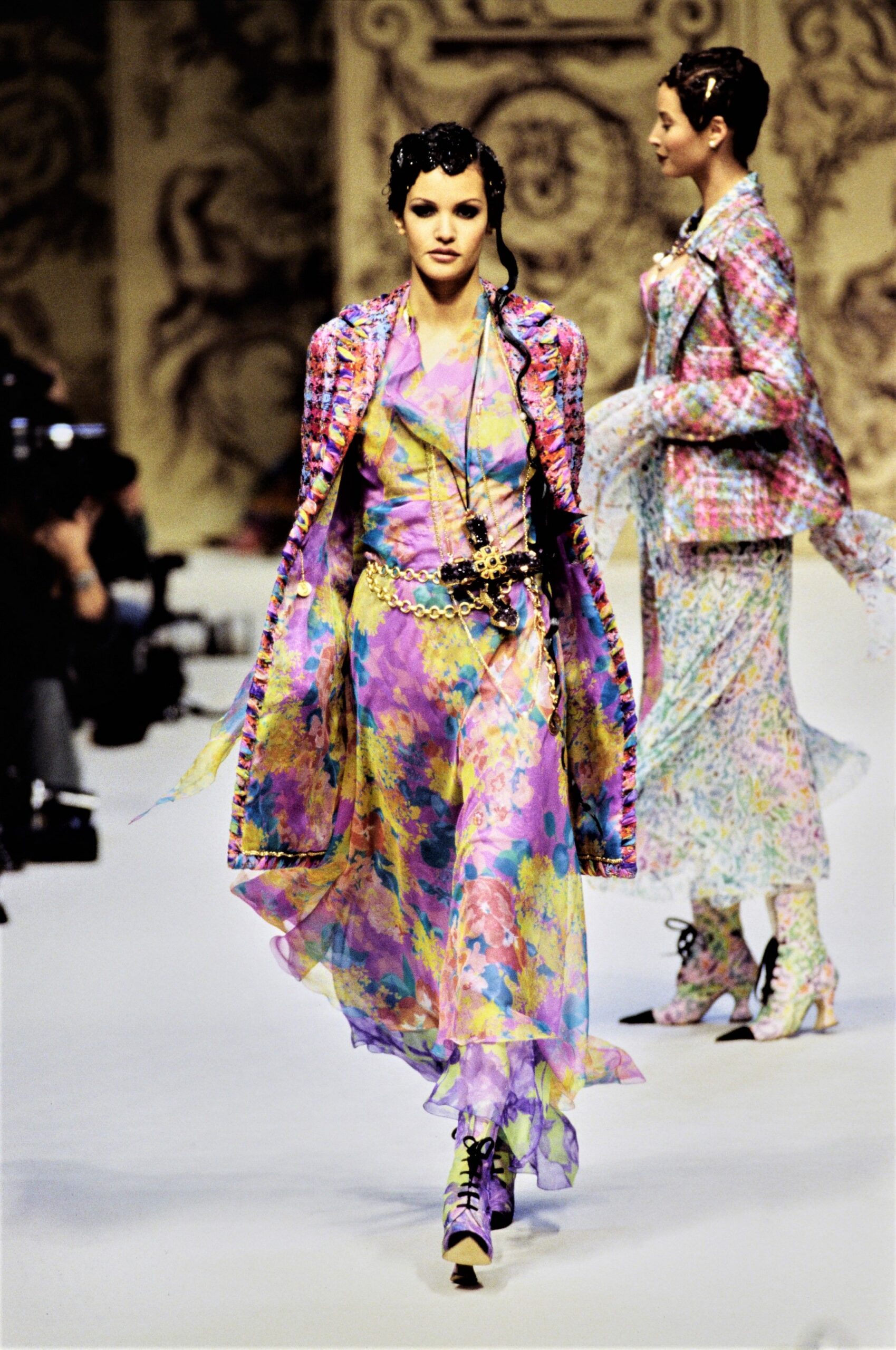 floral maxi dress with coat