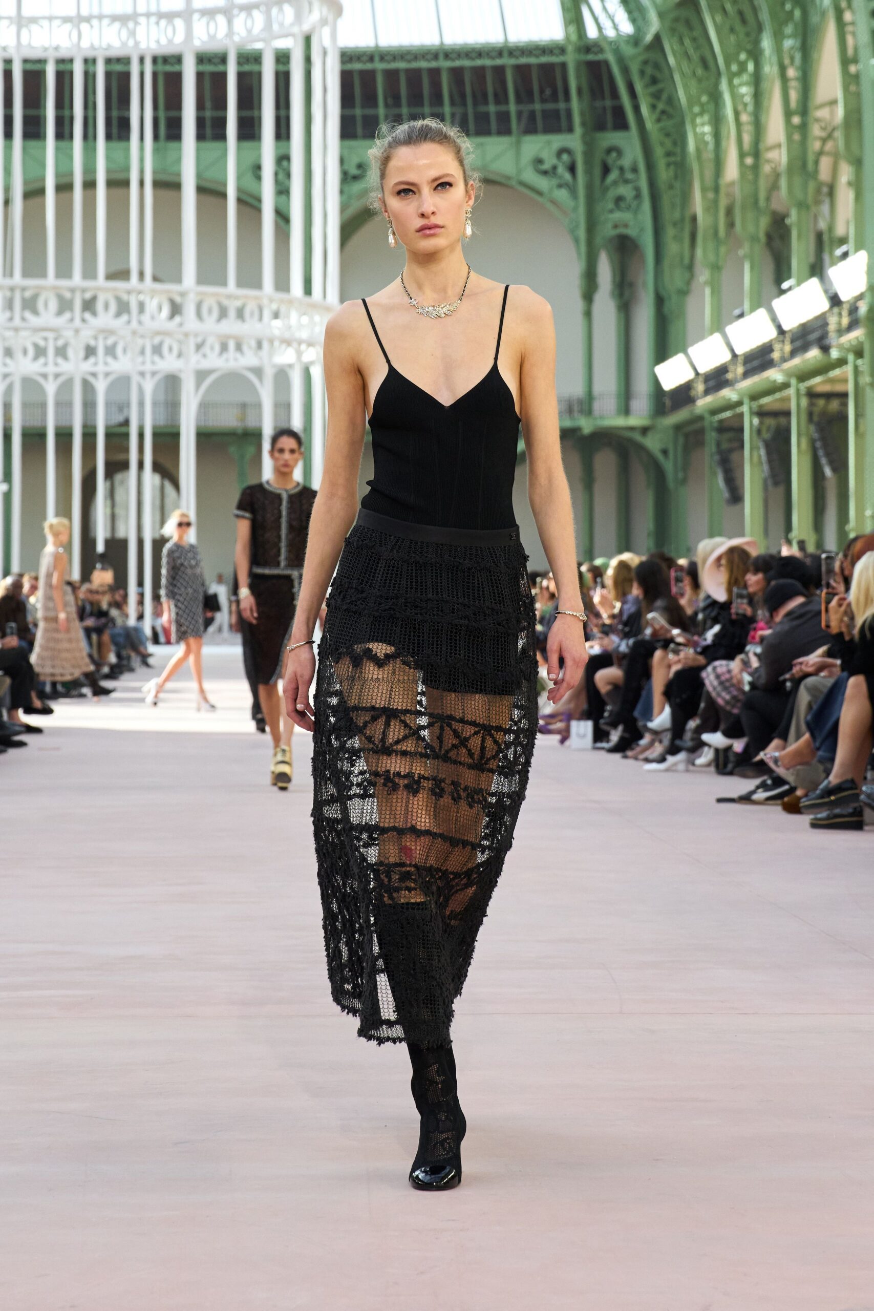 black lace sleeveless v-neck fitted pleated sheer dress