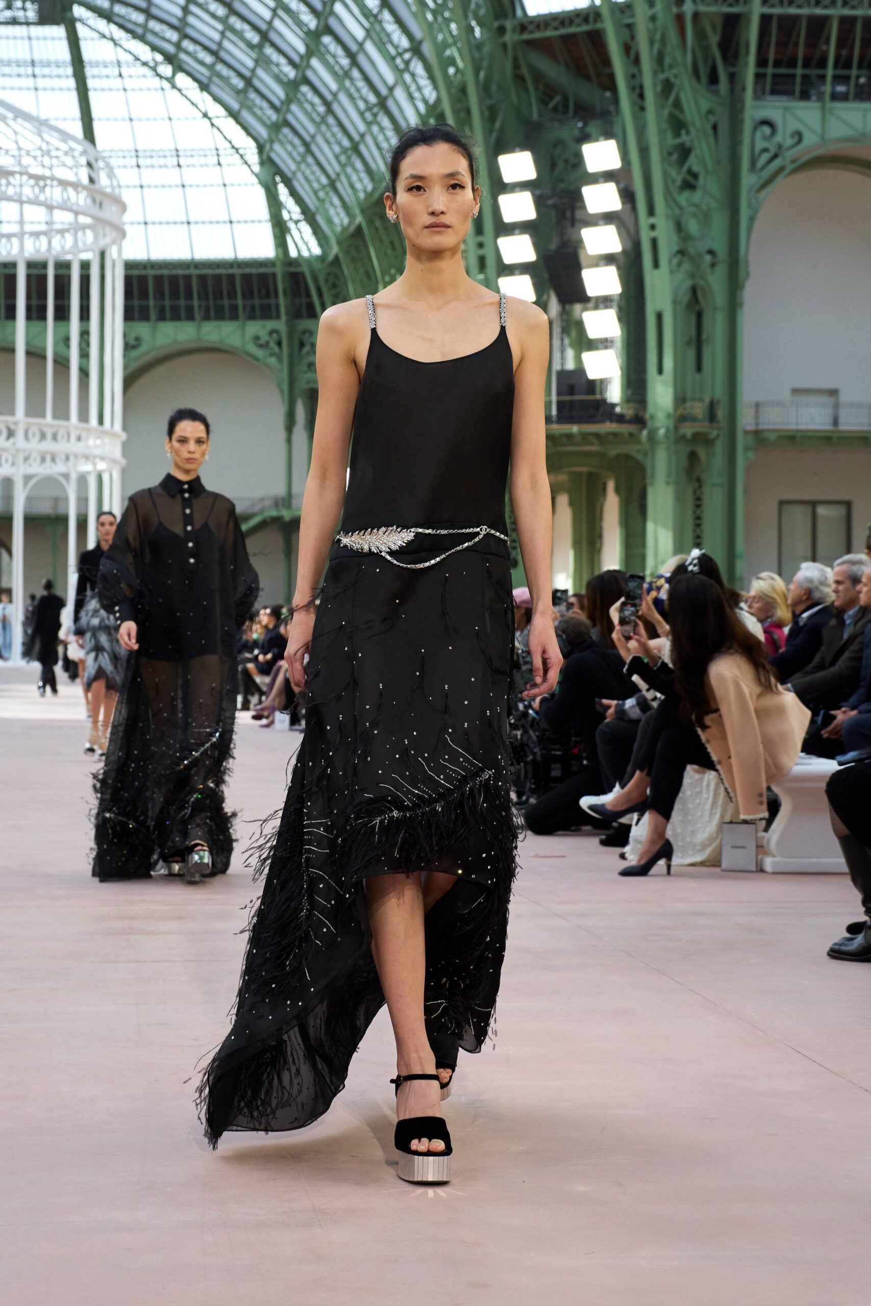 black silk sleeveless maxi dress