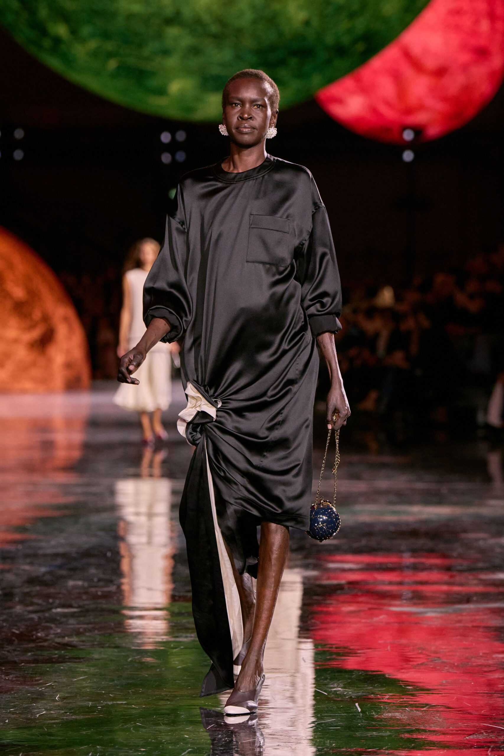 black silk relaxed midi dress