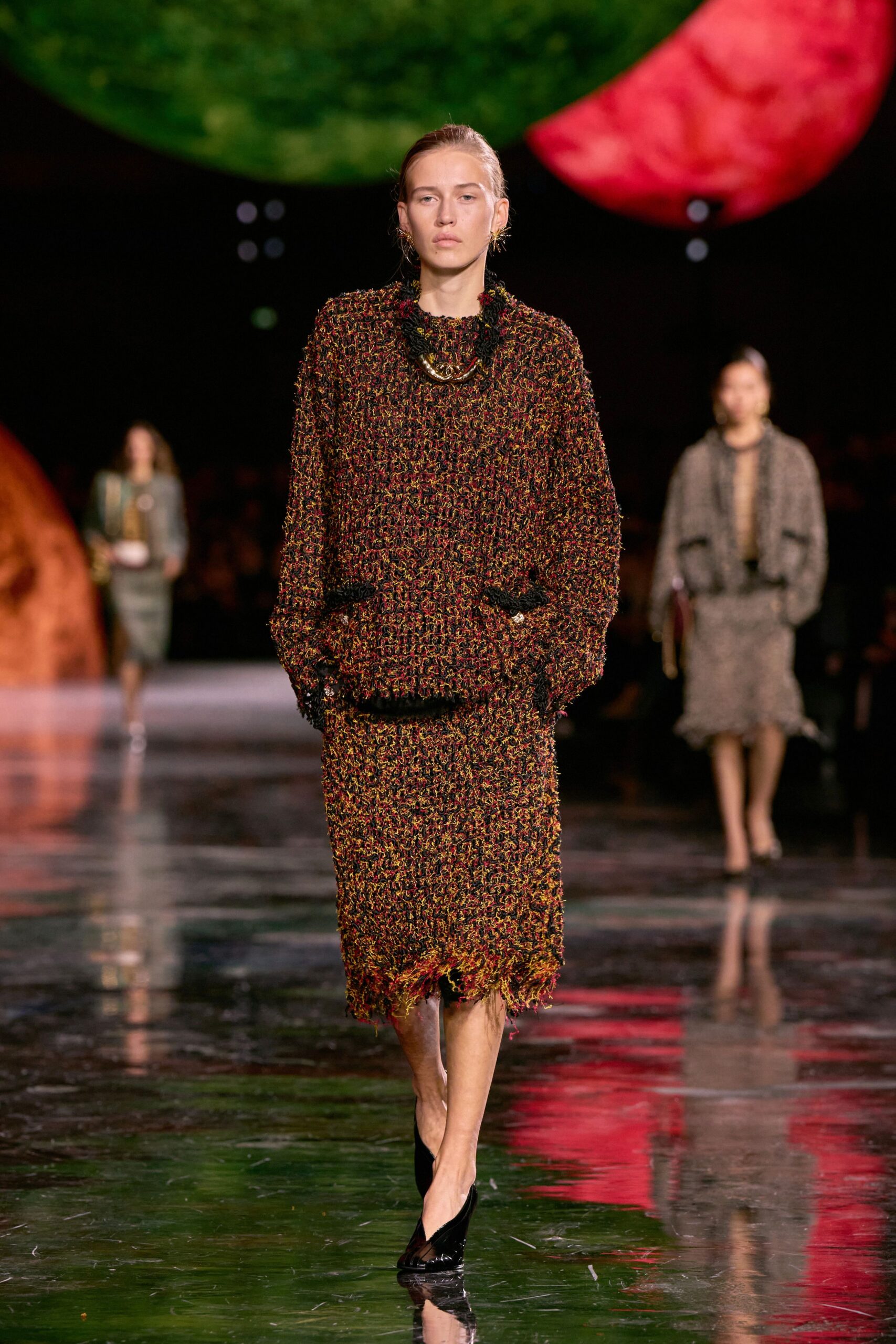 brown wool long-sleeve collared oversized textured sweater