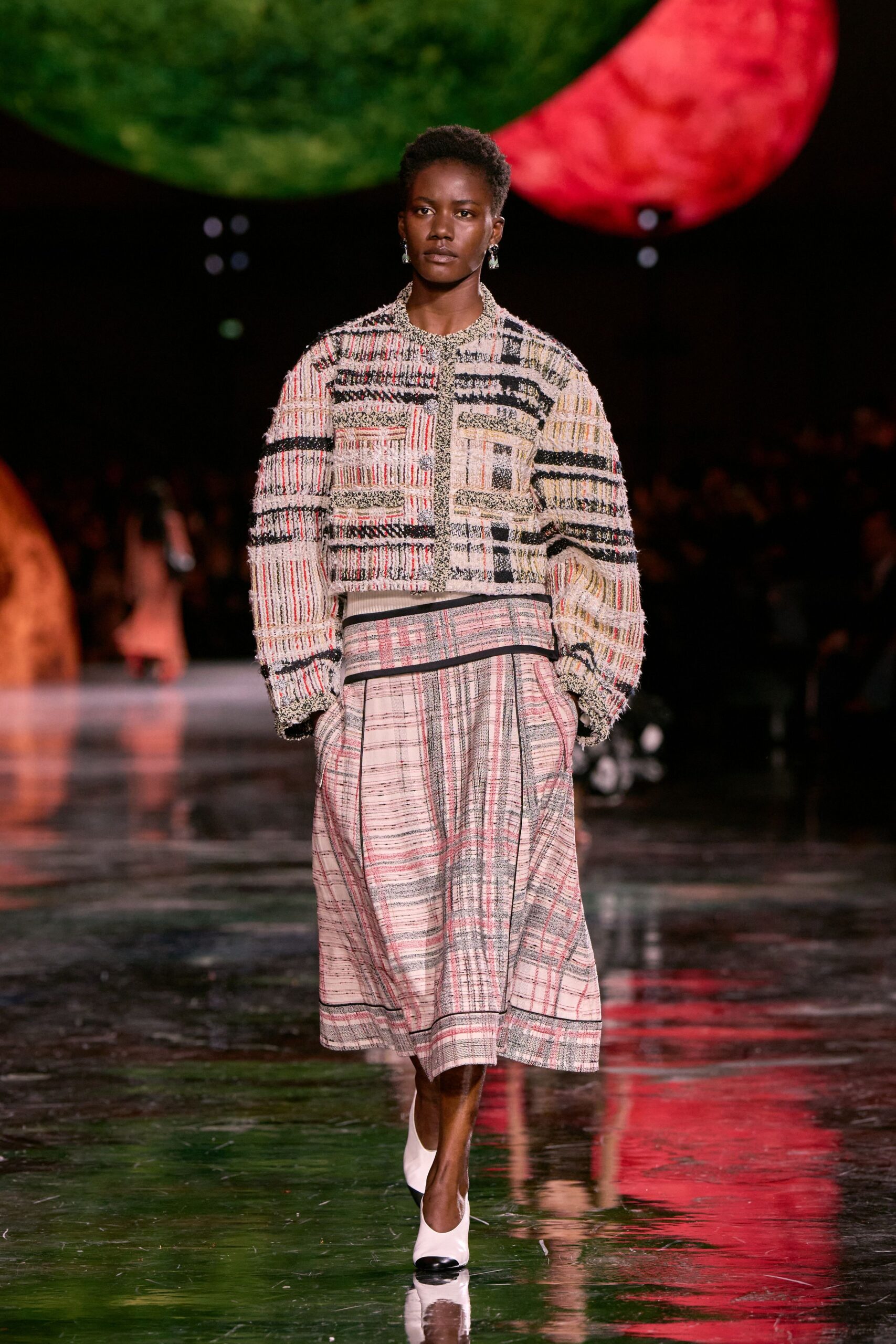 multi cotton long-sleeve collared relaxed checked layered jacket