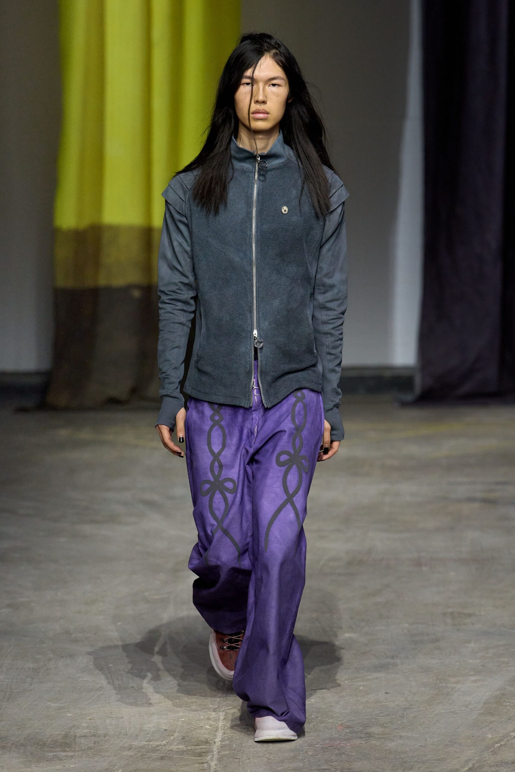purple cotton relaxed printed pants