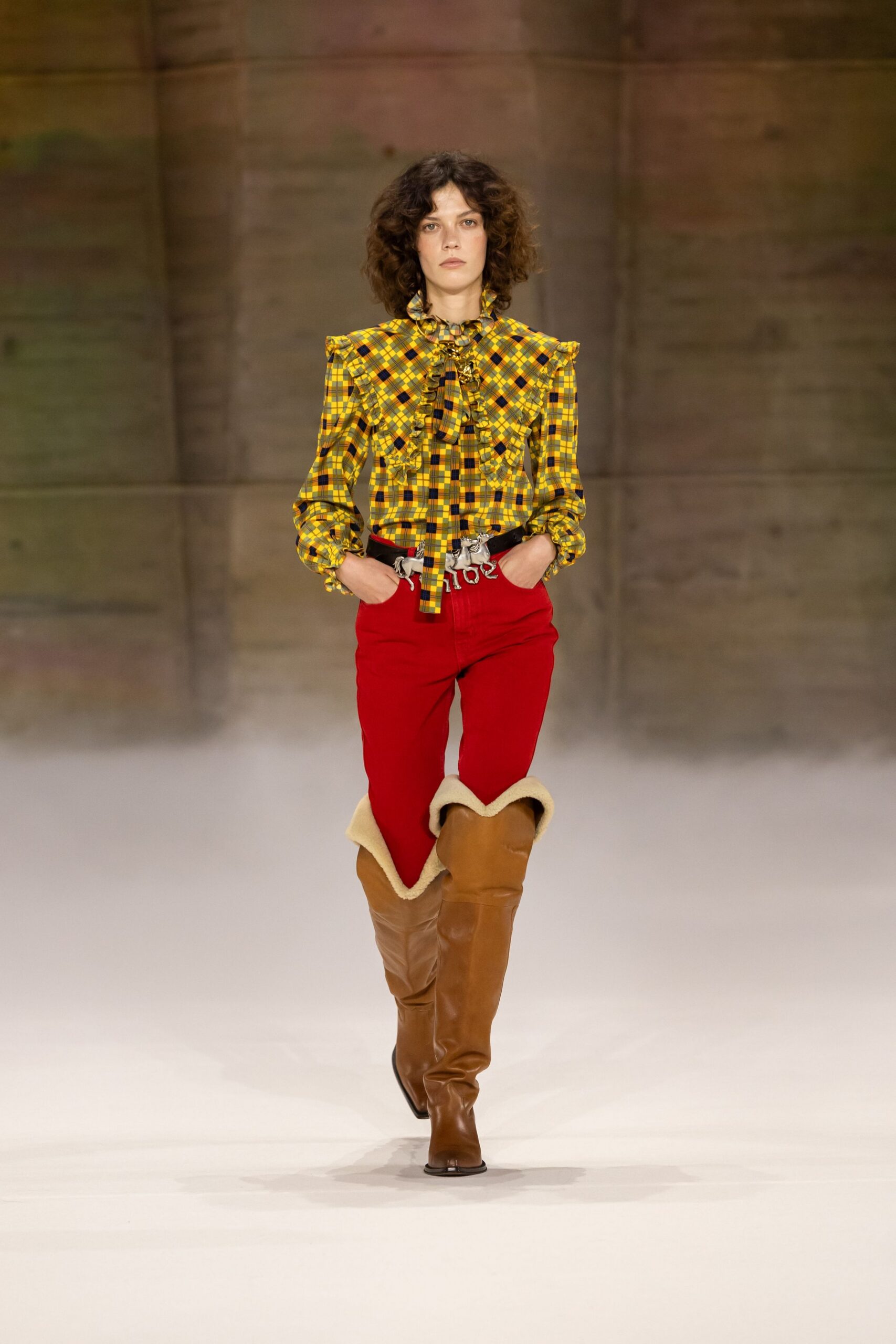 red fitted high-waisted pants