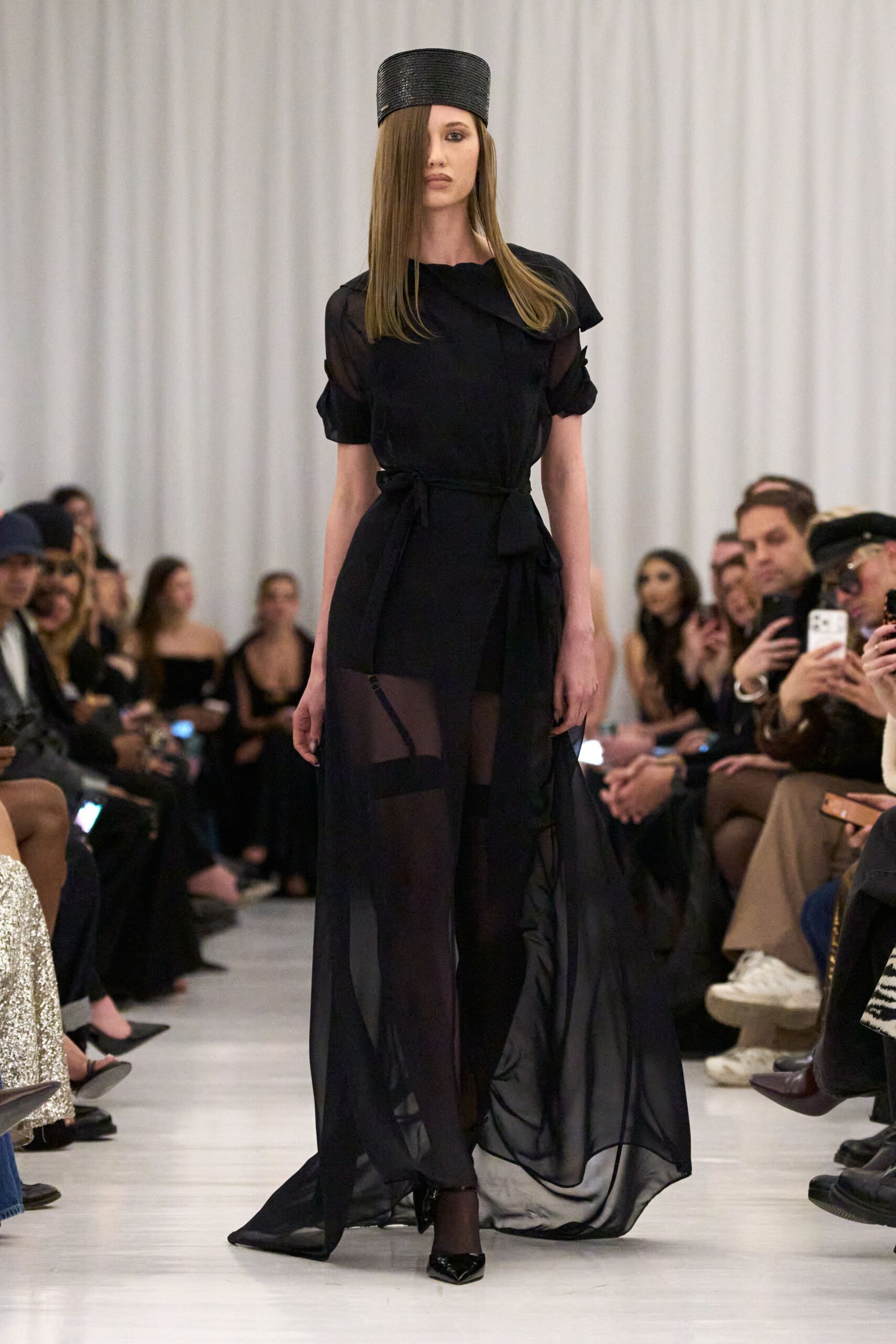 black silk sleeveless v-neck fitted layered dress