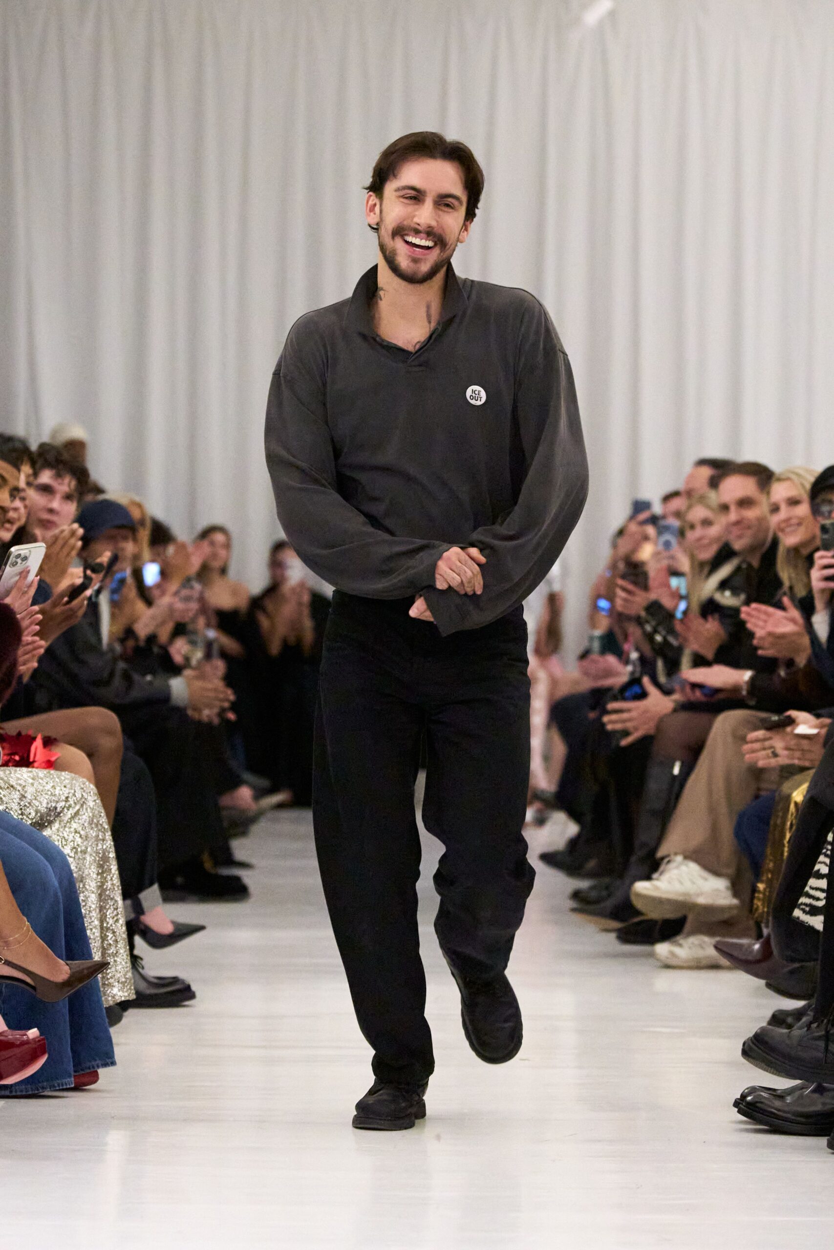 black cotton fitted straight-leg pants