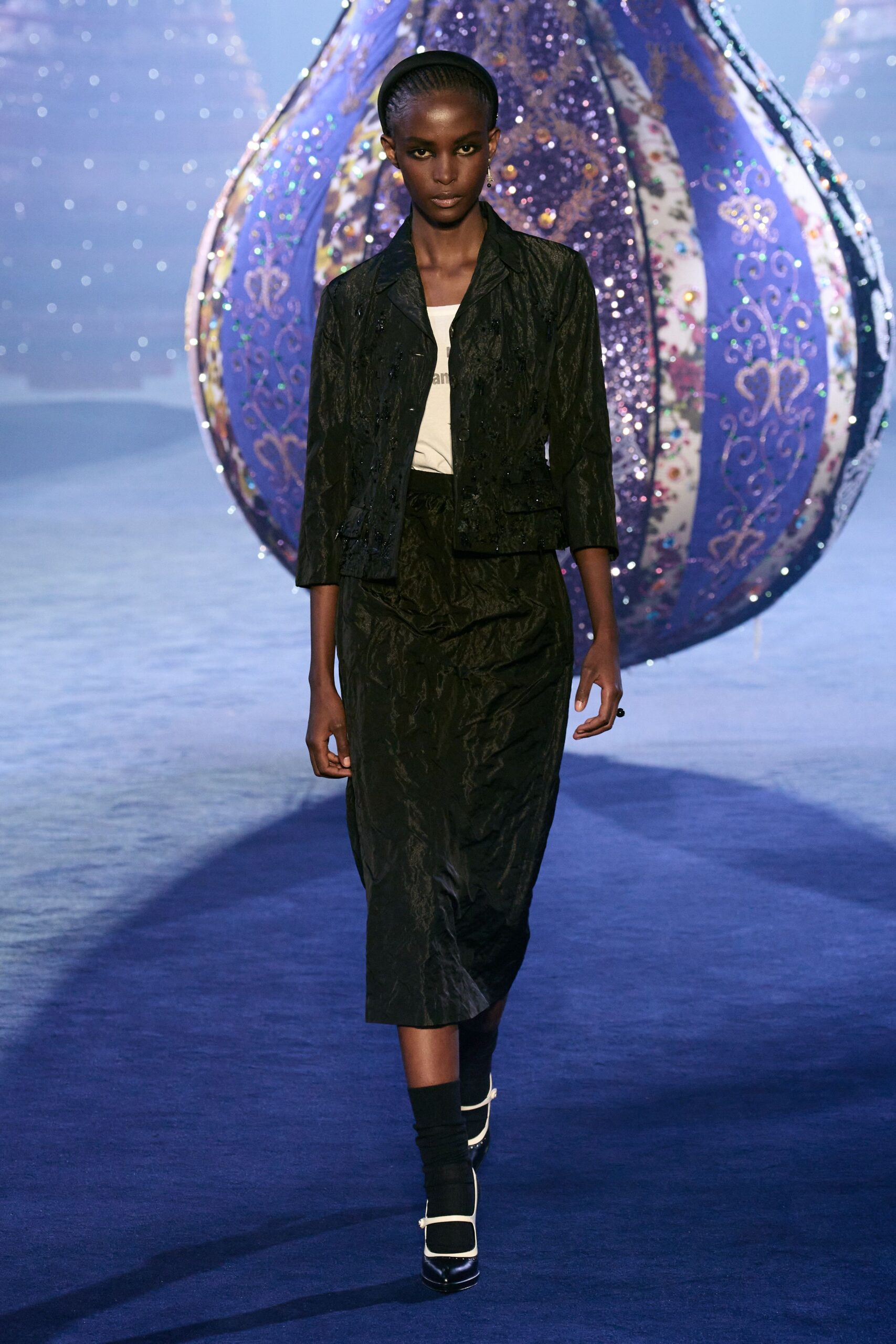 black silk jacket and skirt