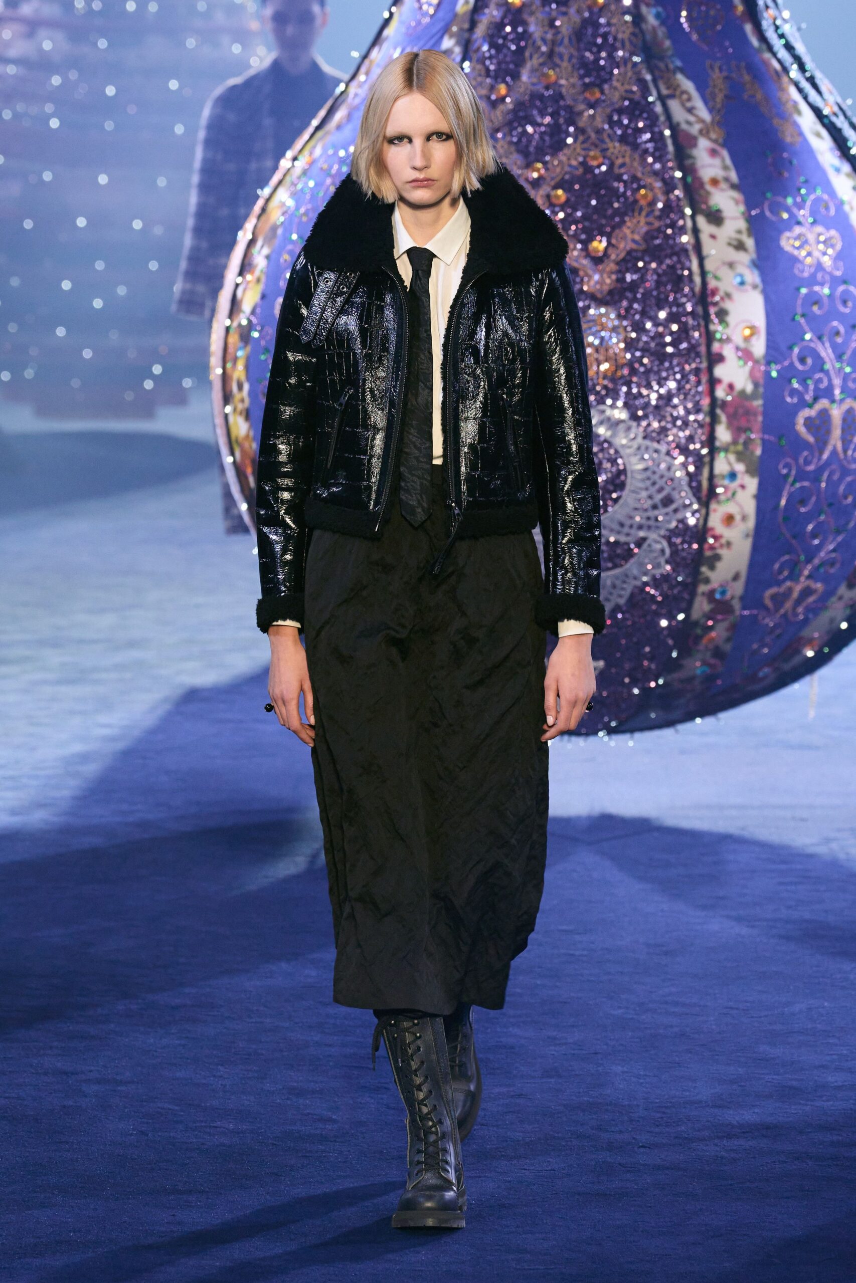 black leather jacket and dress