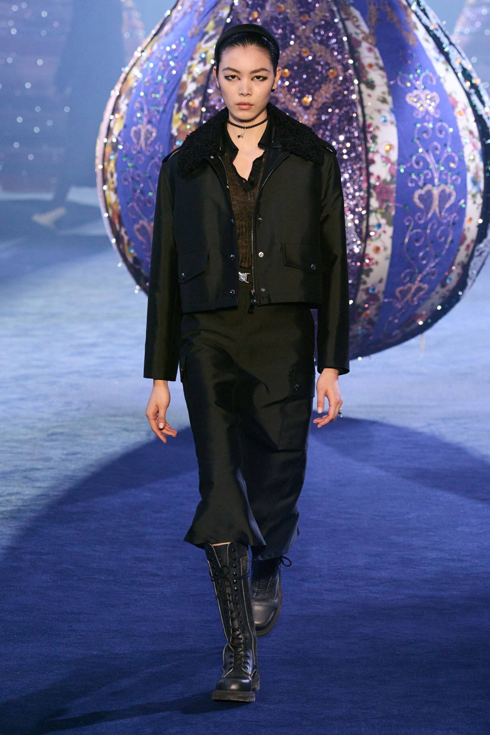 black fitted jacket and dress