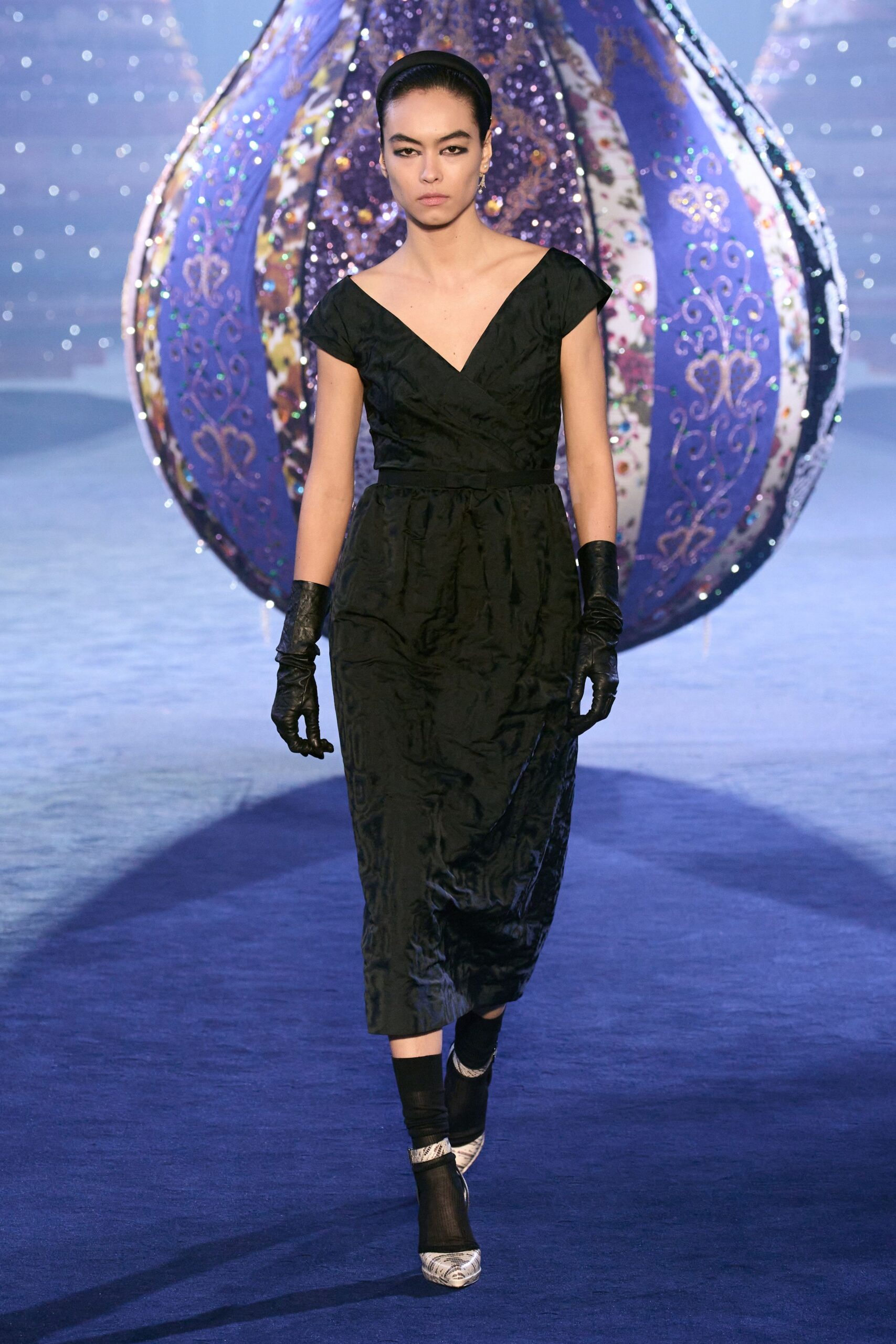 black velvet fitted midi dress