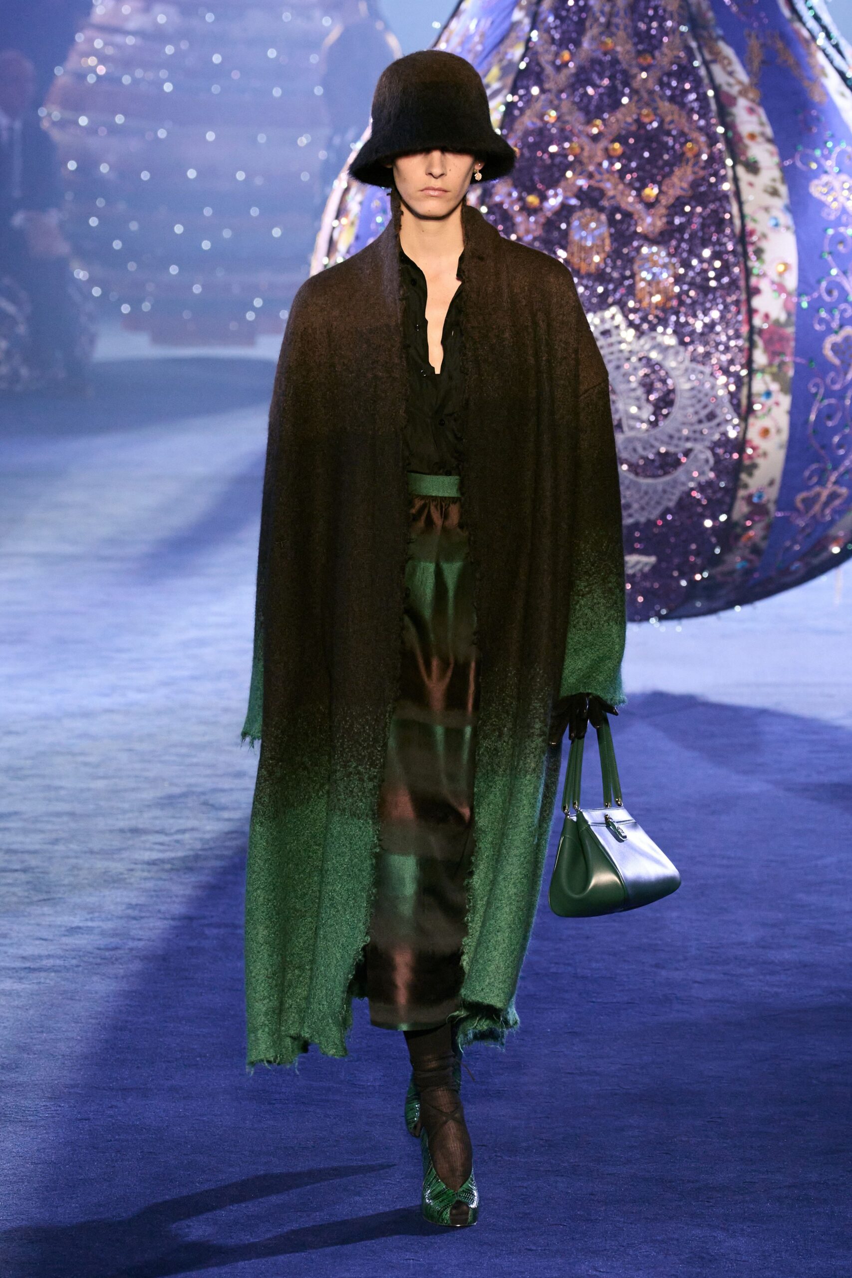 black and green layered cape