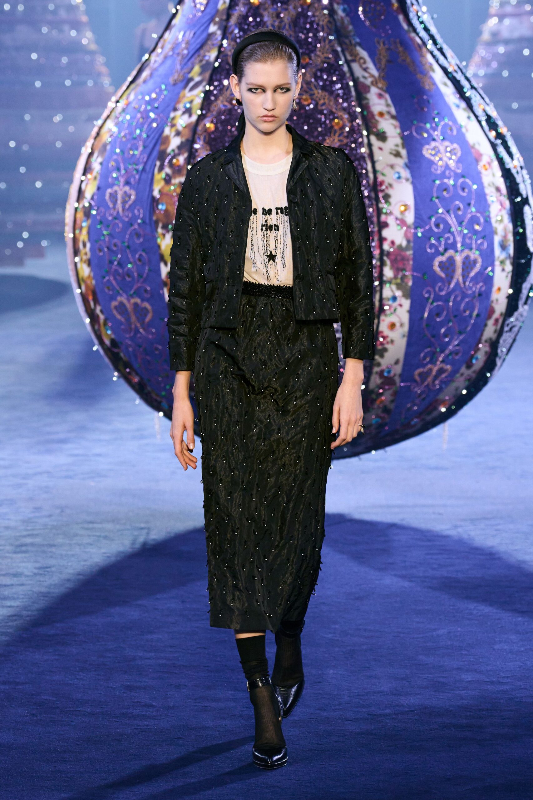 black silk jacket with embroidered top