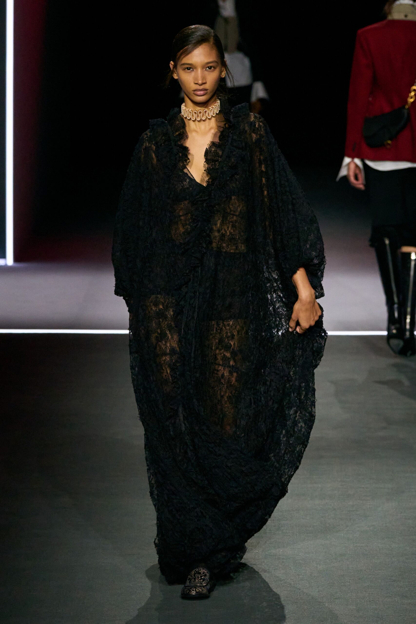 black lace relaxed gown