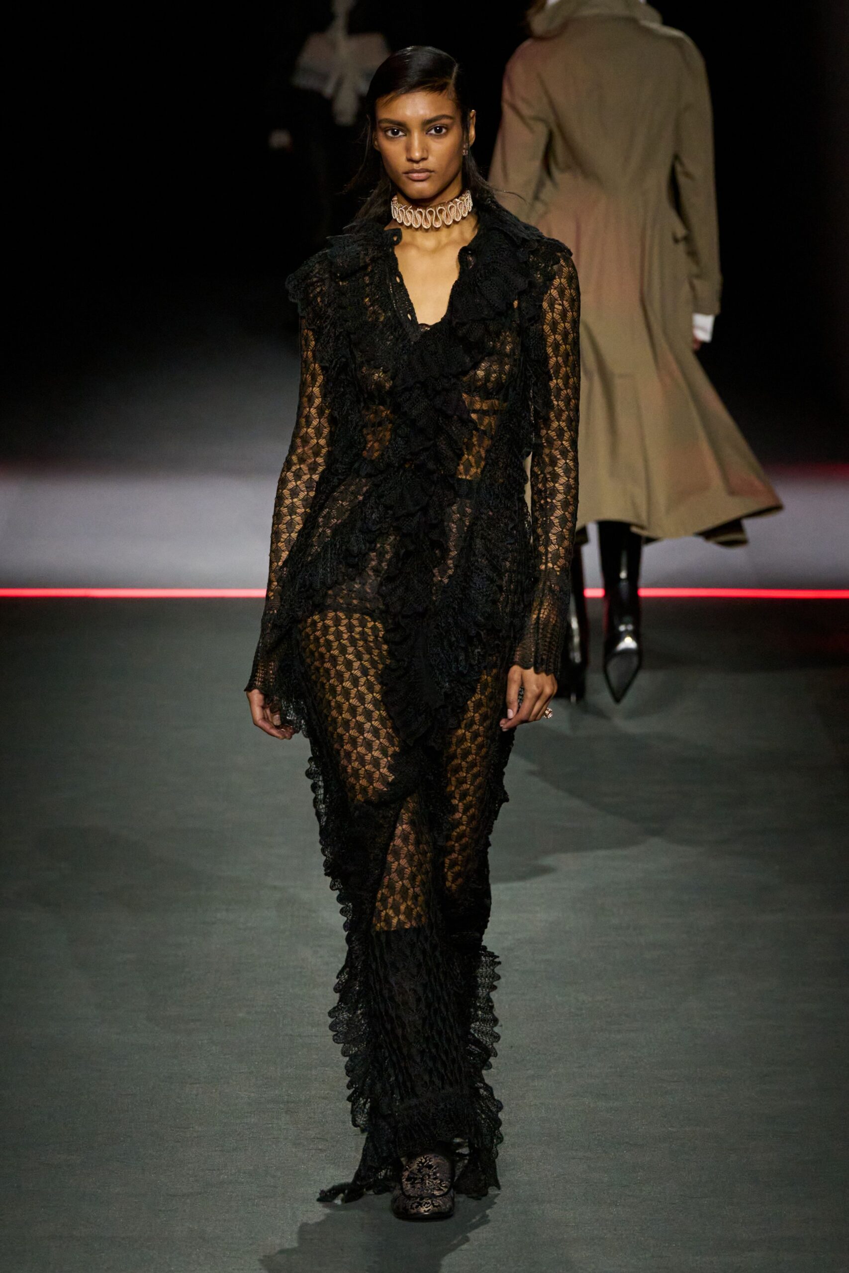 black lace fitted gown