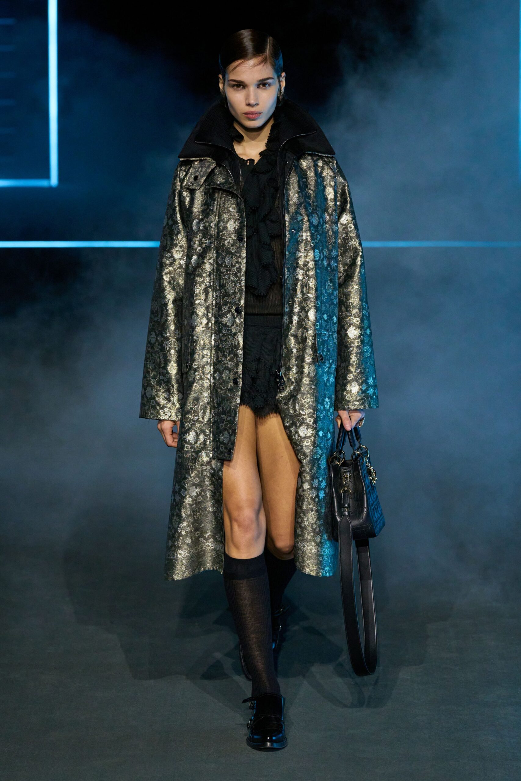 black embroidered coat and dress
