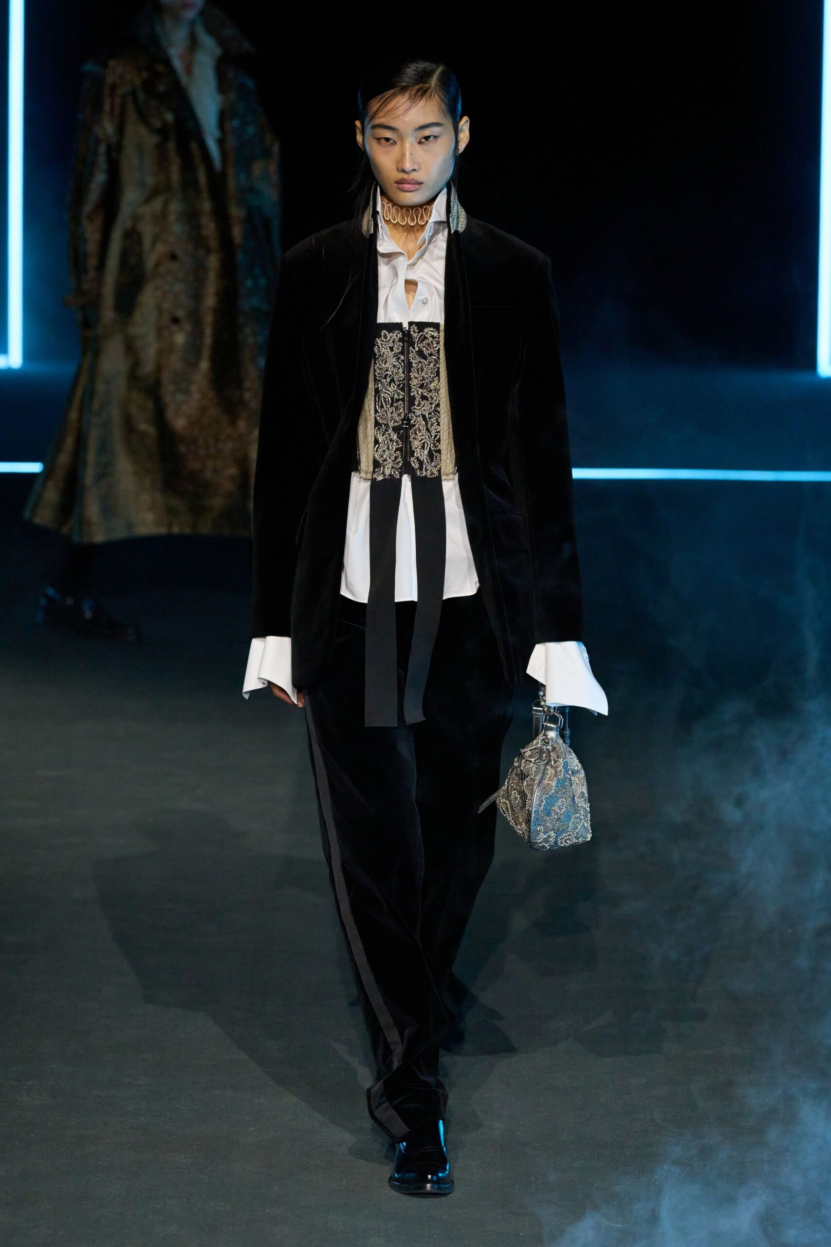 black velvet blazer with corset