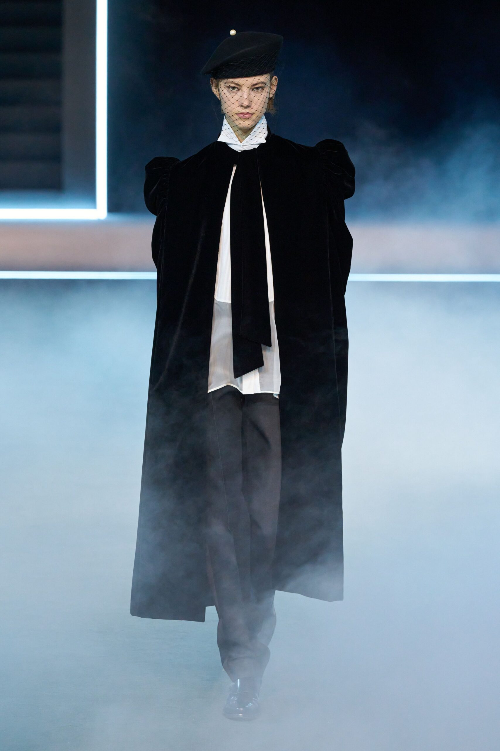 black velvet cape with white shirt