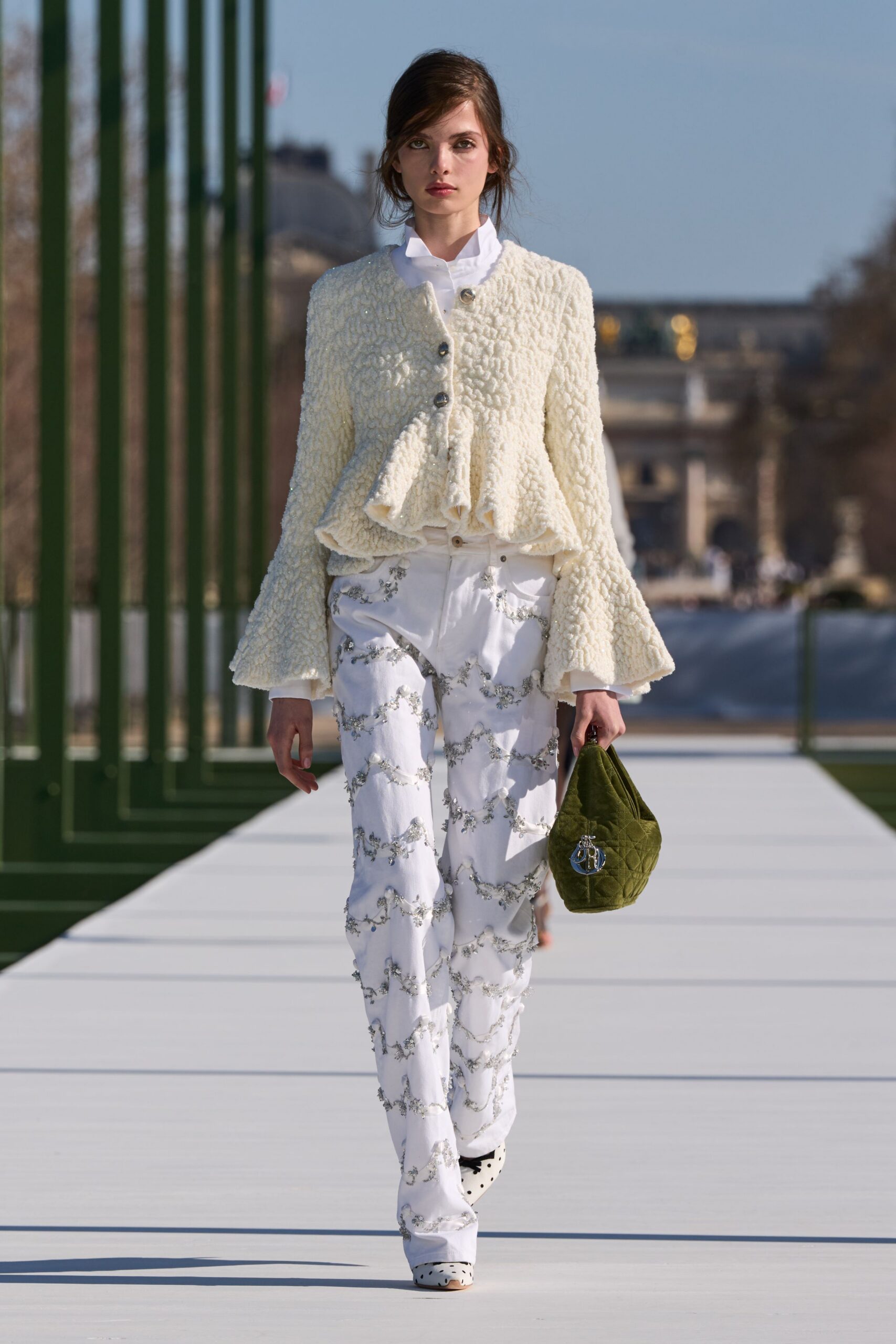 white cotton fitted printed pants