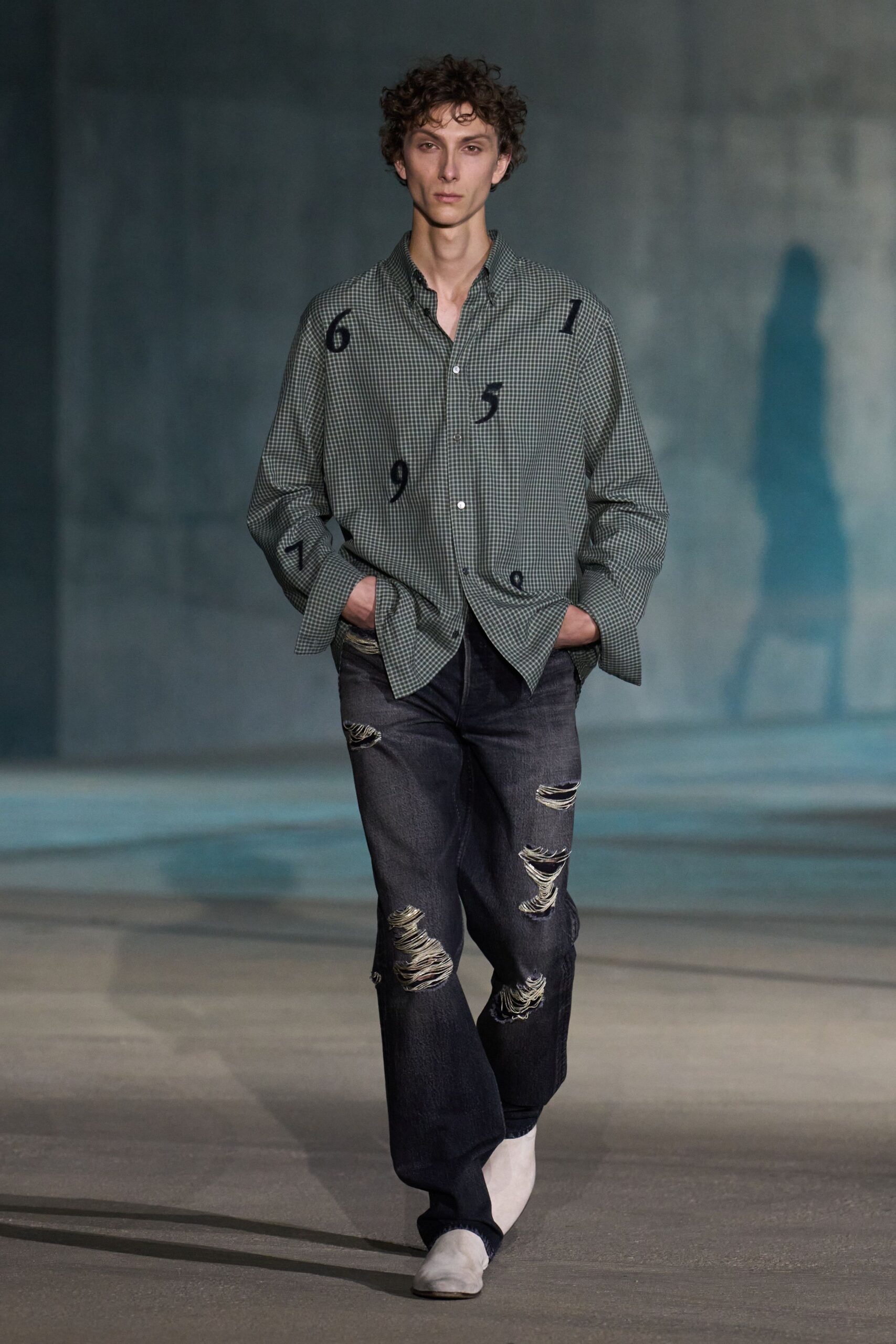 blue denim relaxed distressed jeans