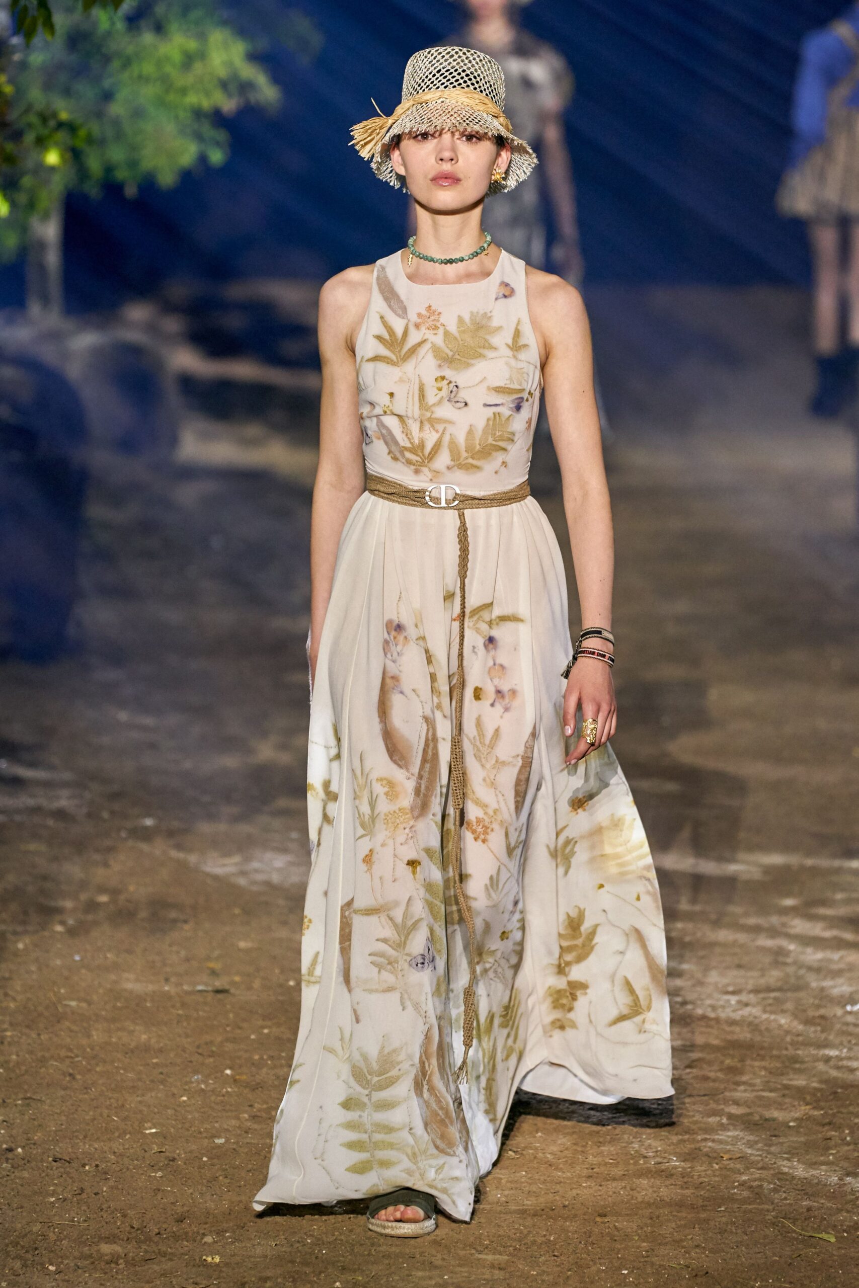 floral maxi dress with accessories