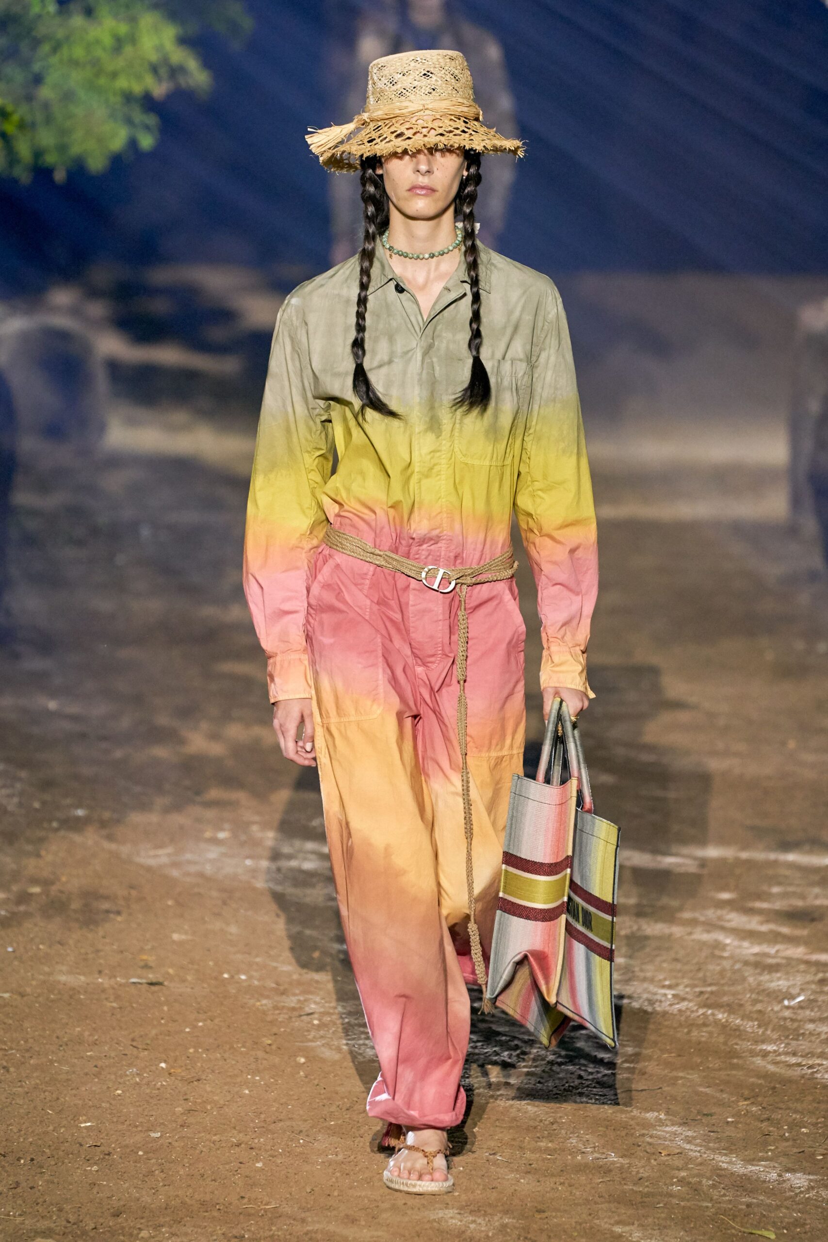 color-blocked relaxed jumpsuit with accessories