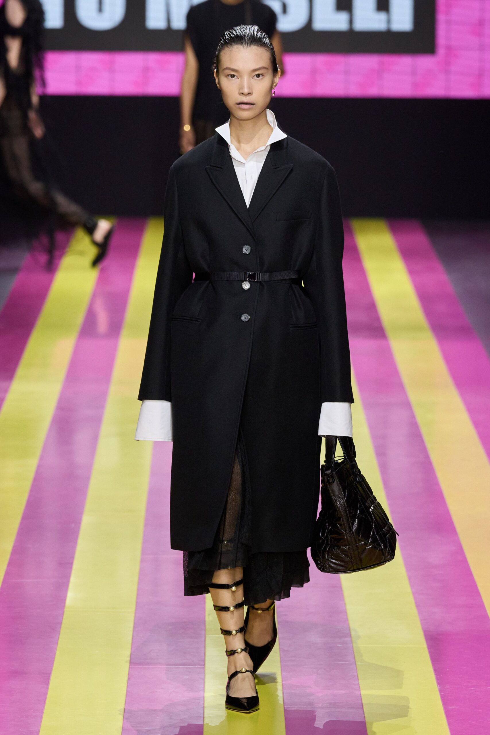 black wool coat with white shirt