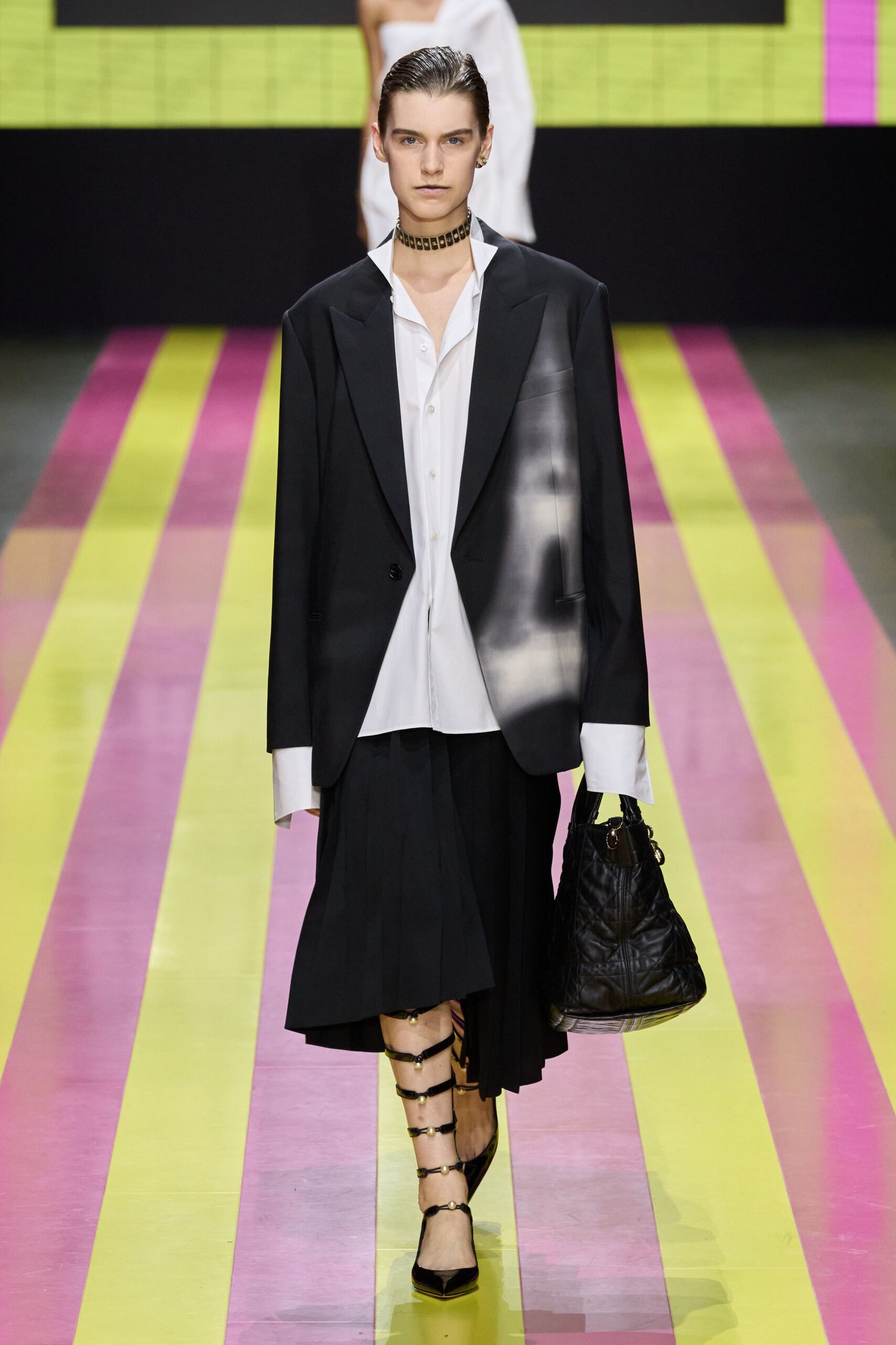 black oversized blazer with white shirt
