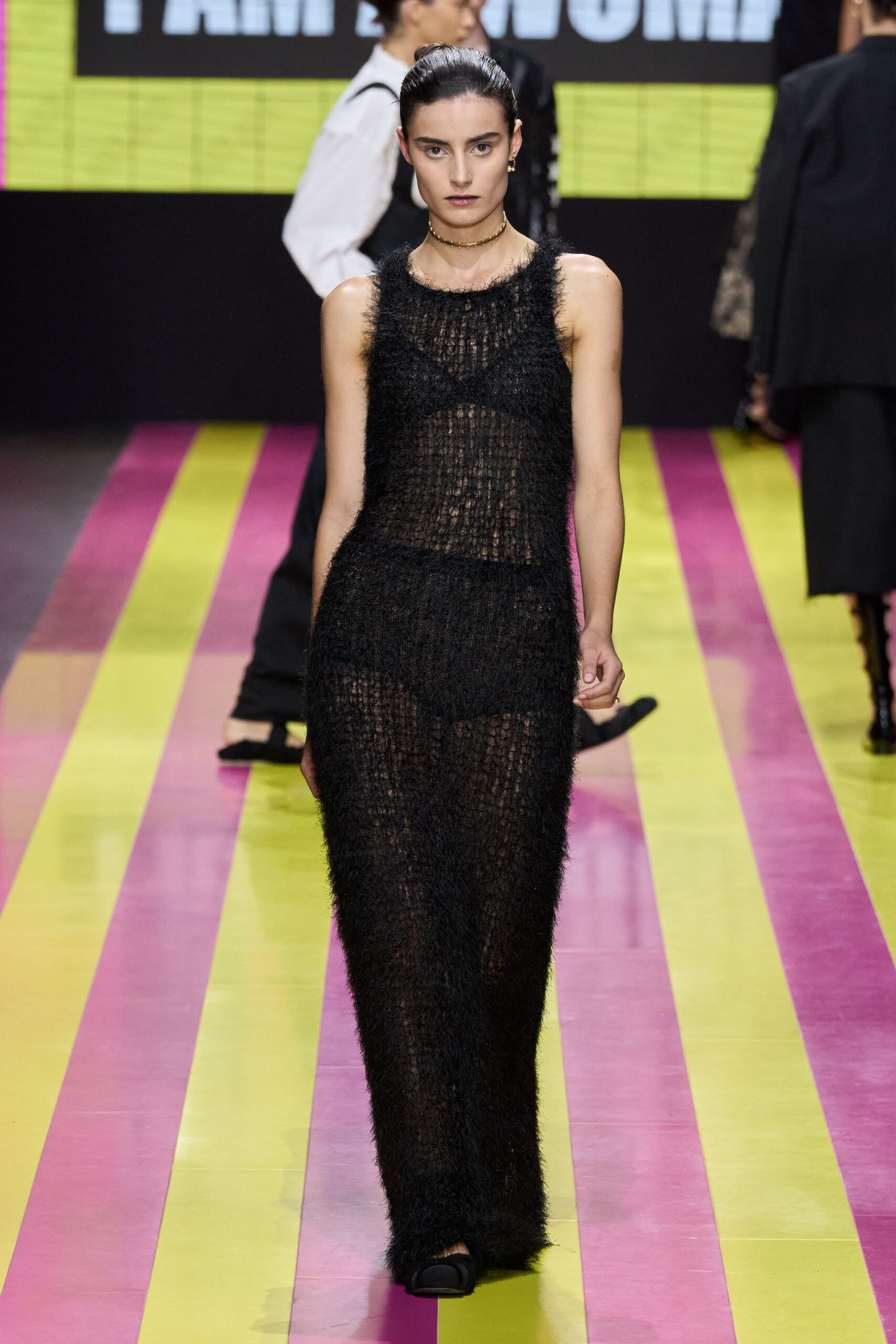 black mesh fitted dress