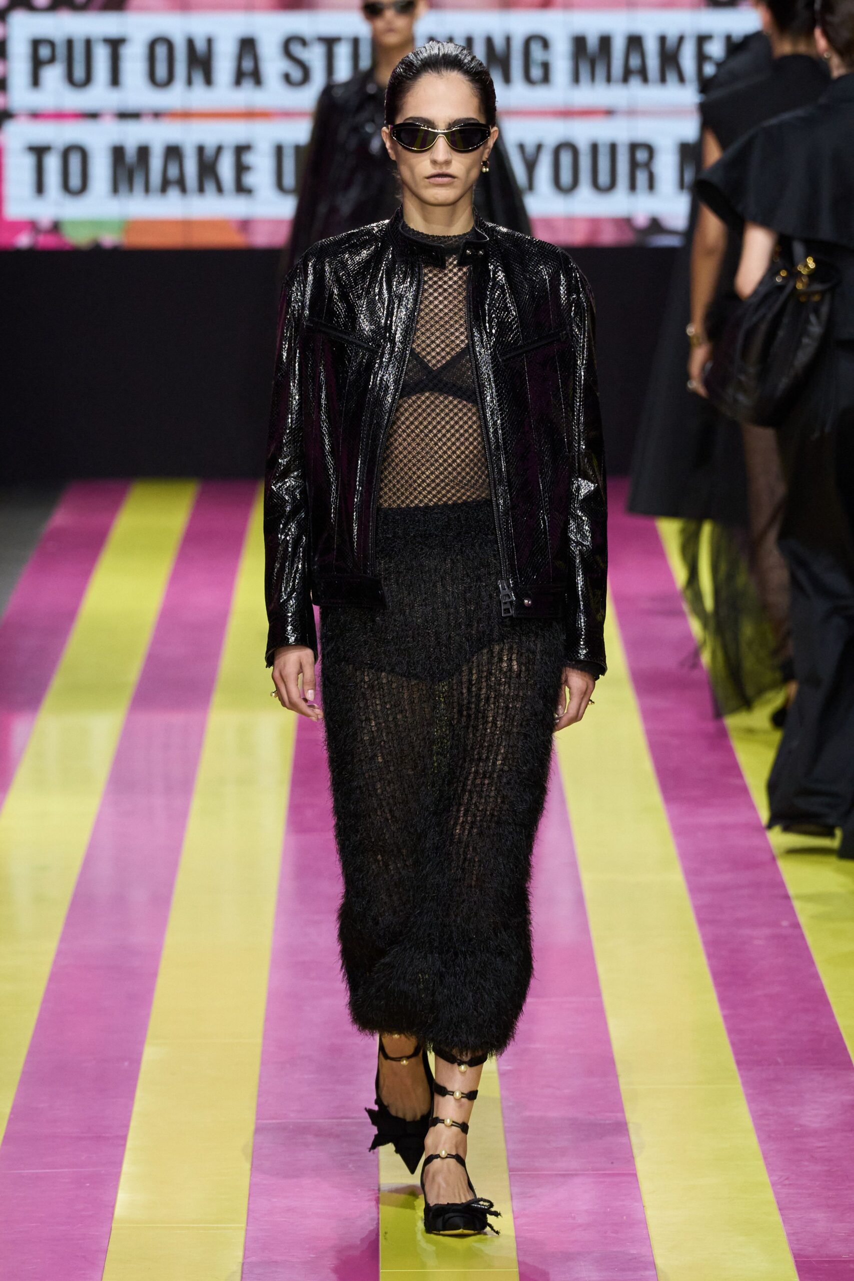 black vinyl jacket with mesh top