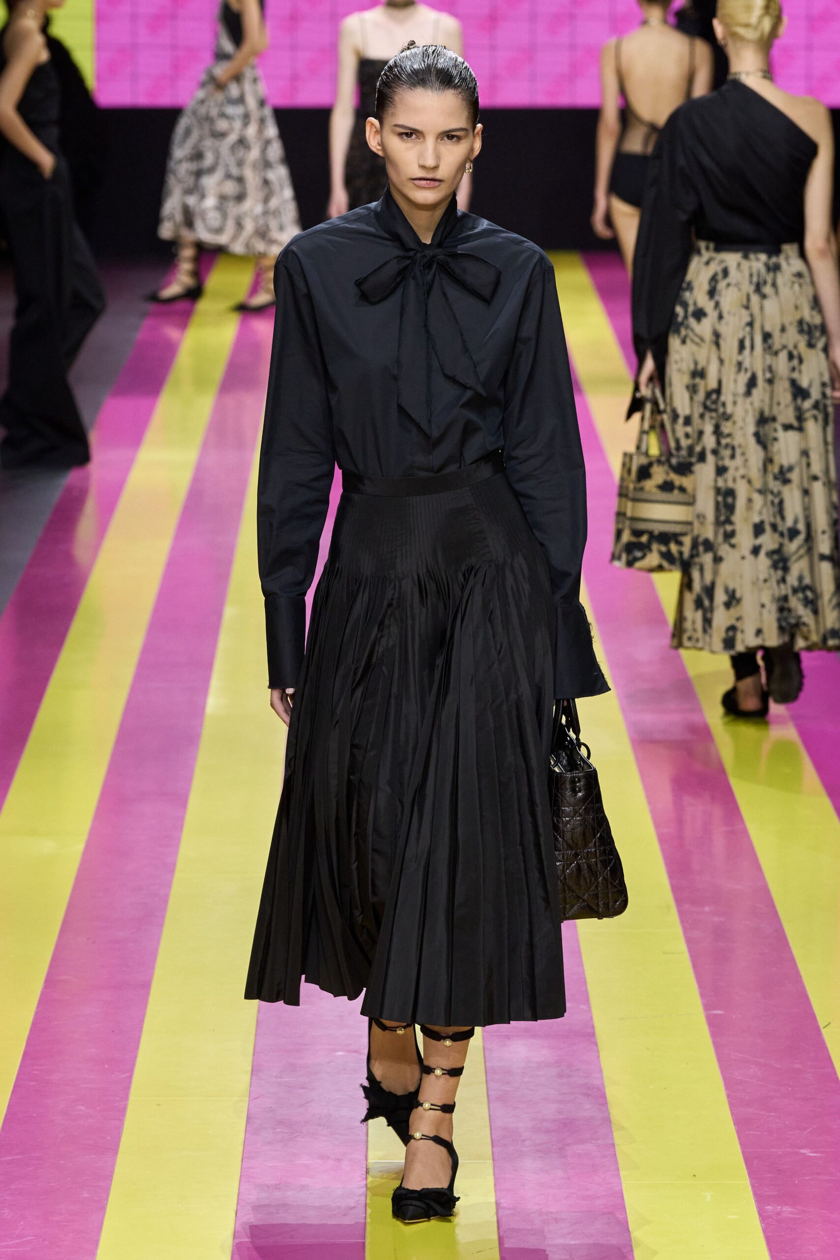 black fitted shirt and skirt