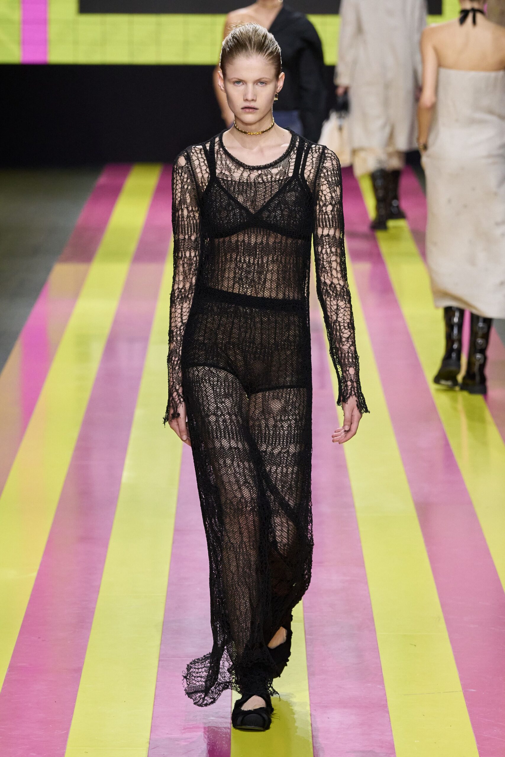 black lace maxi dress with shoes
