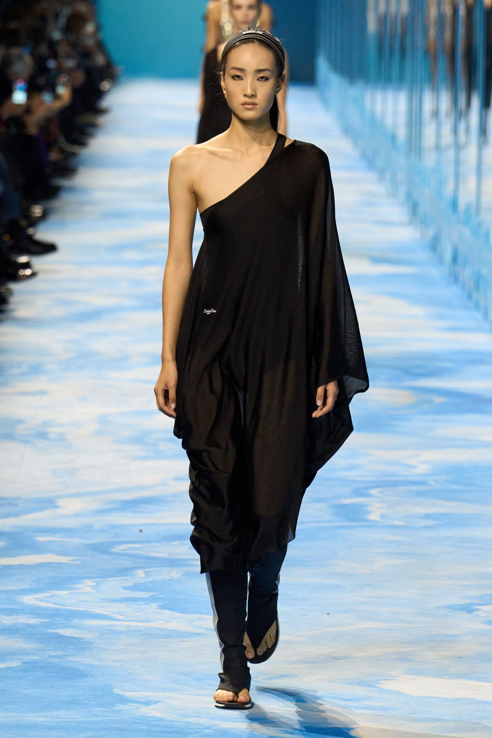 black asymmetric draped dress