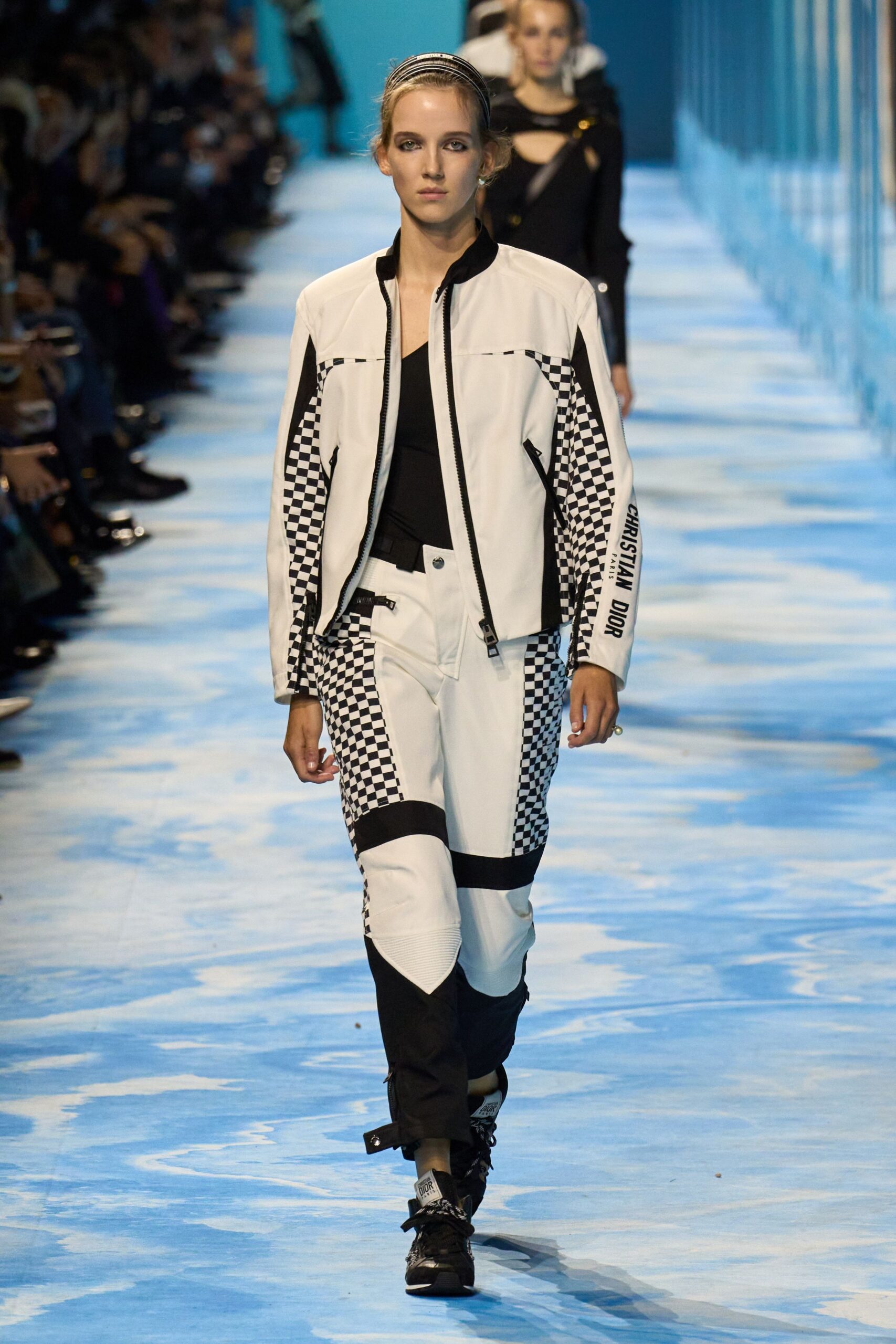 black and white fitted jacket and pants