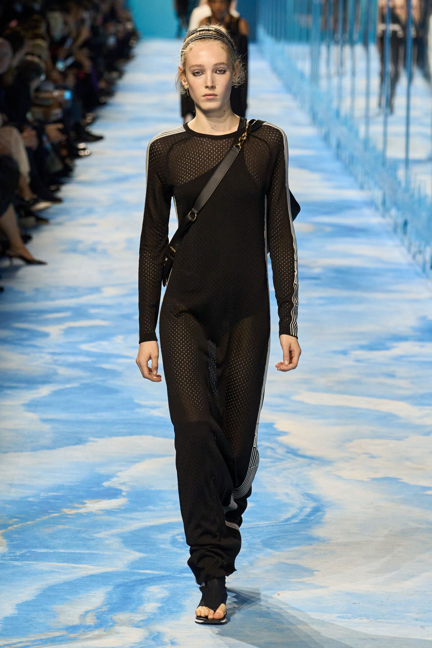 black mesh fitted catsuit