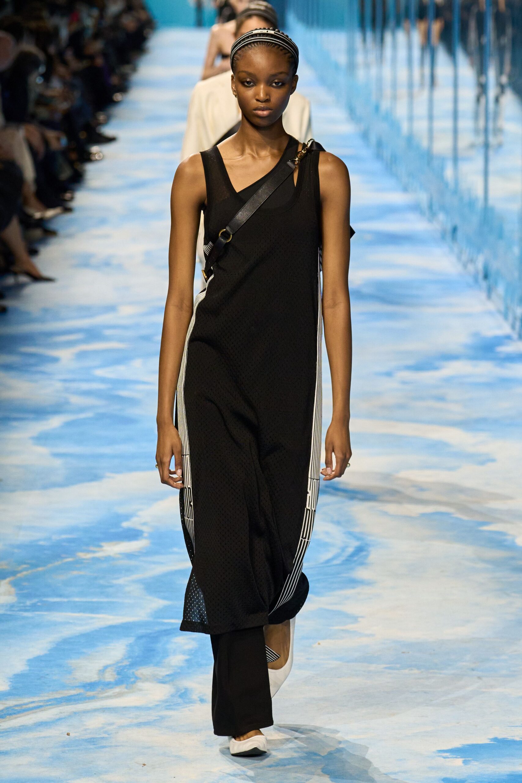 black fitted midi dress with pants