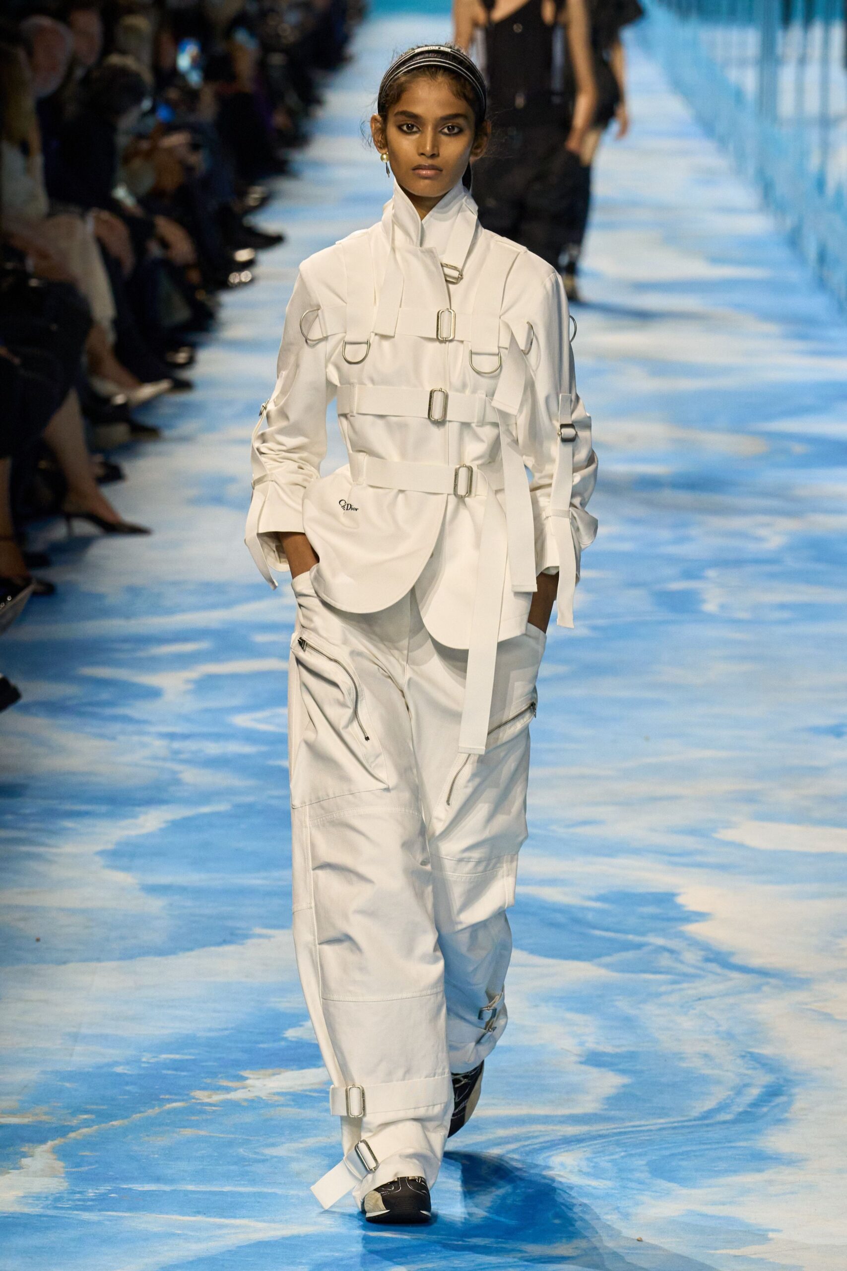 white fitted jacket and pants