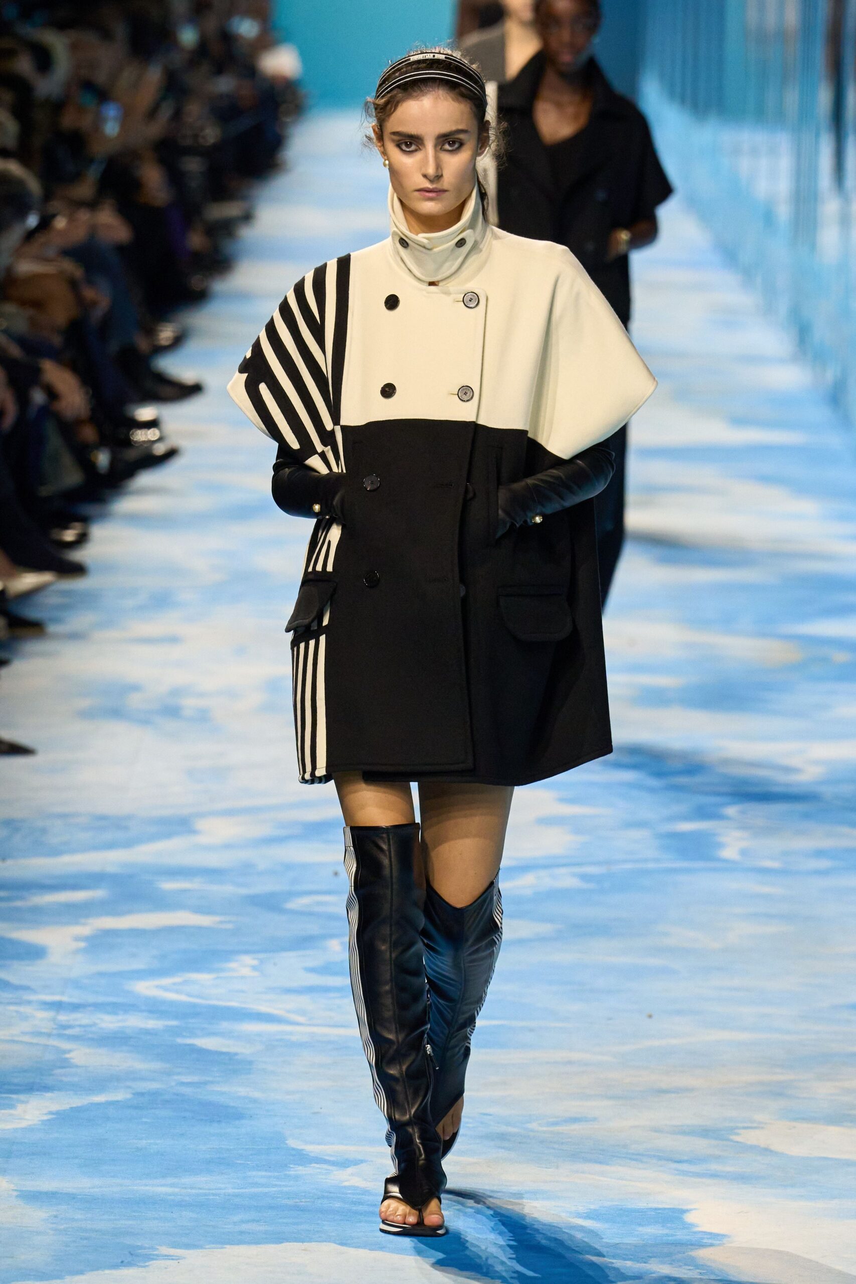 black and white structured cape